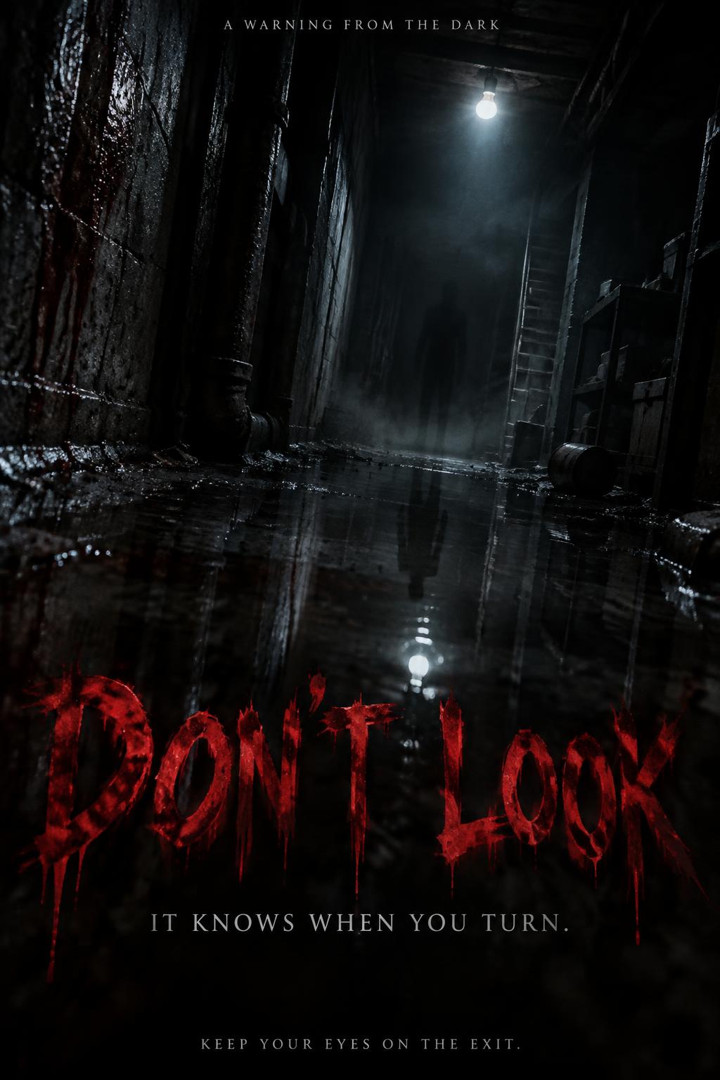 DON'T LOOK
A WARNING FROM THE DARK
IT KNOWS WHEN YOU TURN.
KEEP YOUR EYES ON THE EXIT.