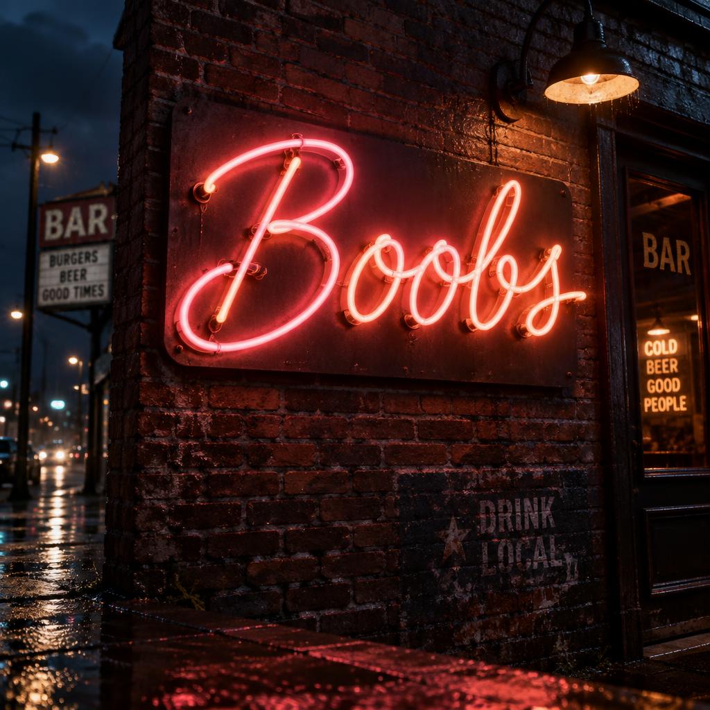 "Boobs" — Neon Sign | AI Text Effect Generator