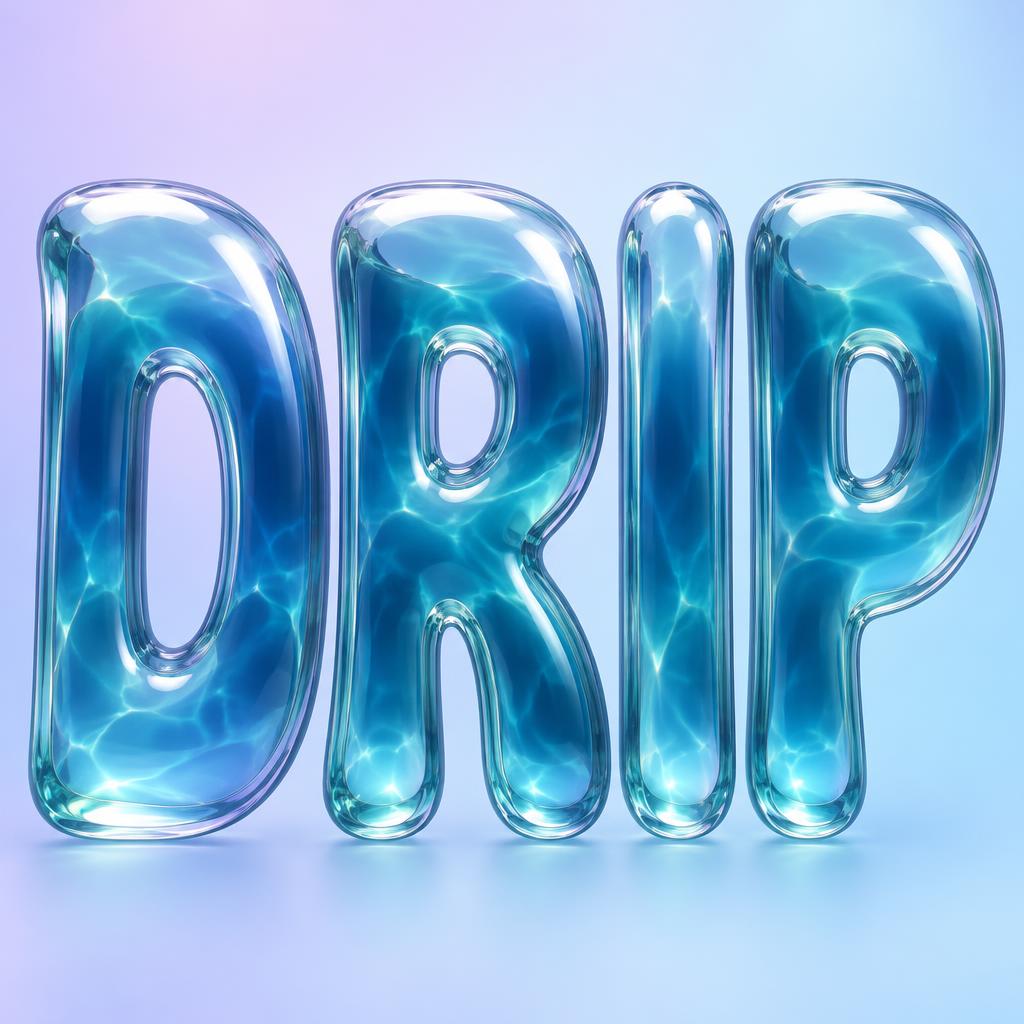 "DRIP" — Glass Liquid | AI Text Effect Generator