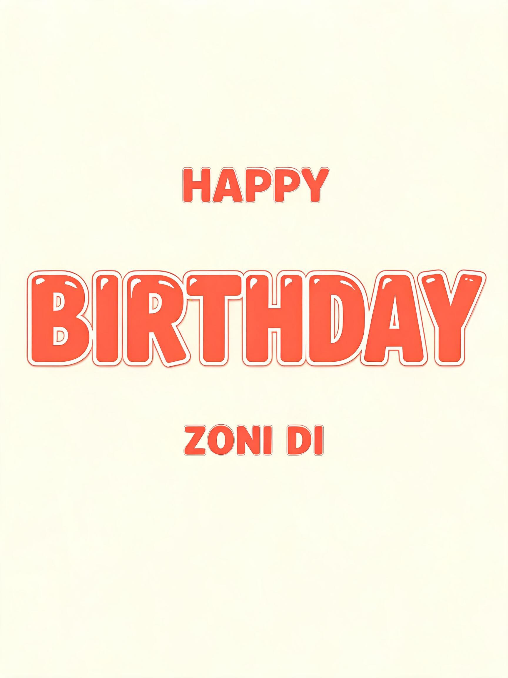 "HAPPY BIRTHDAY ZONI DI" —  | AI Text Effect Generator