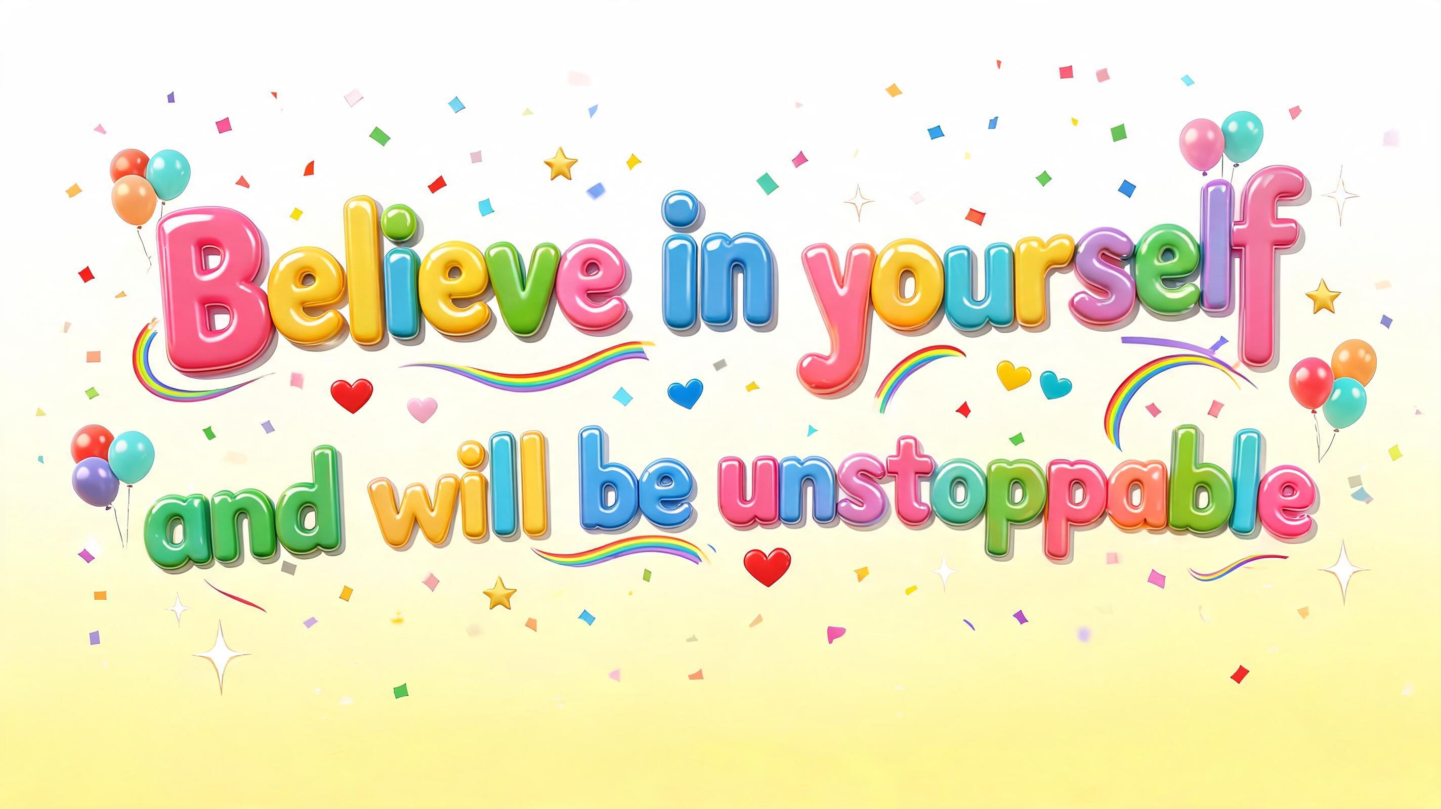 "Believe in yourself and will be unstoppable
" — Kids Gift text effect