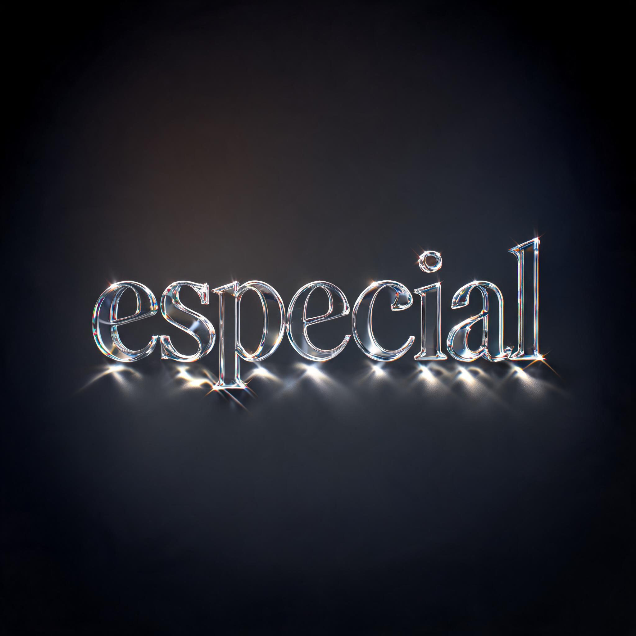 "especial" — Glass | AI Text Effect Generator