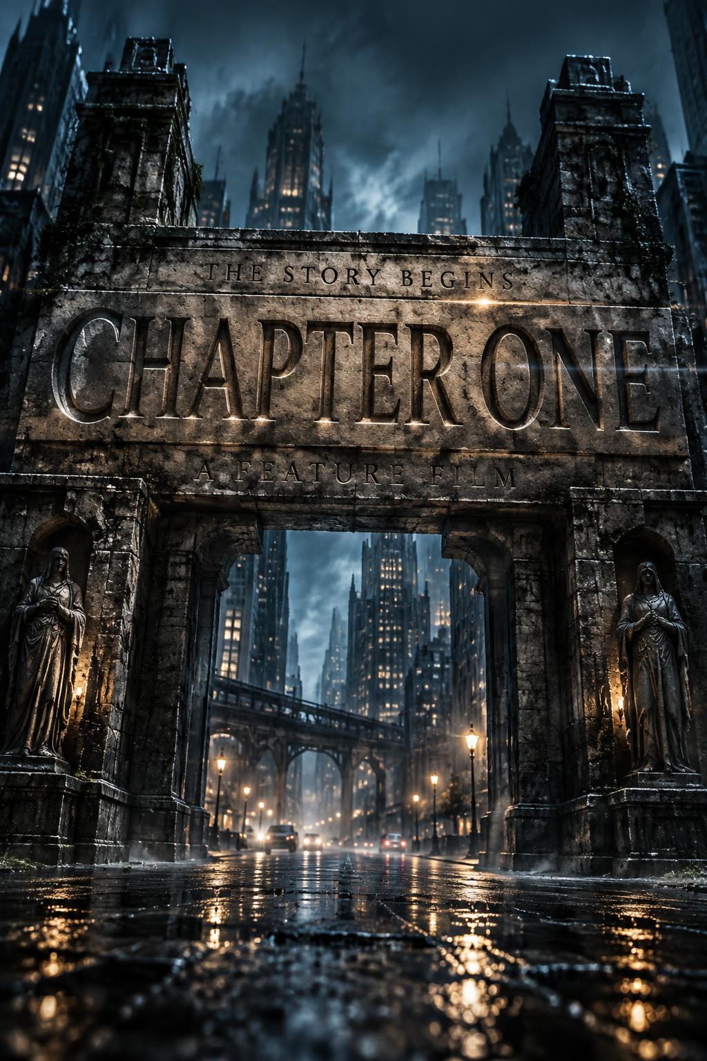 "CHAPTER ONE
THE STORY BEGINS
A FEATURE FILM" — Cinematic Netflix | AI Text Effect Generator