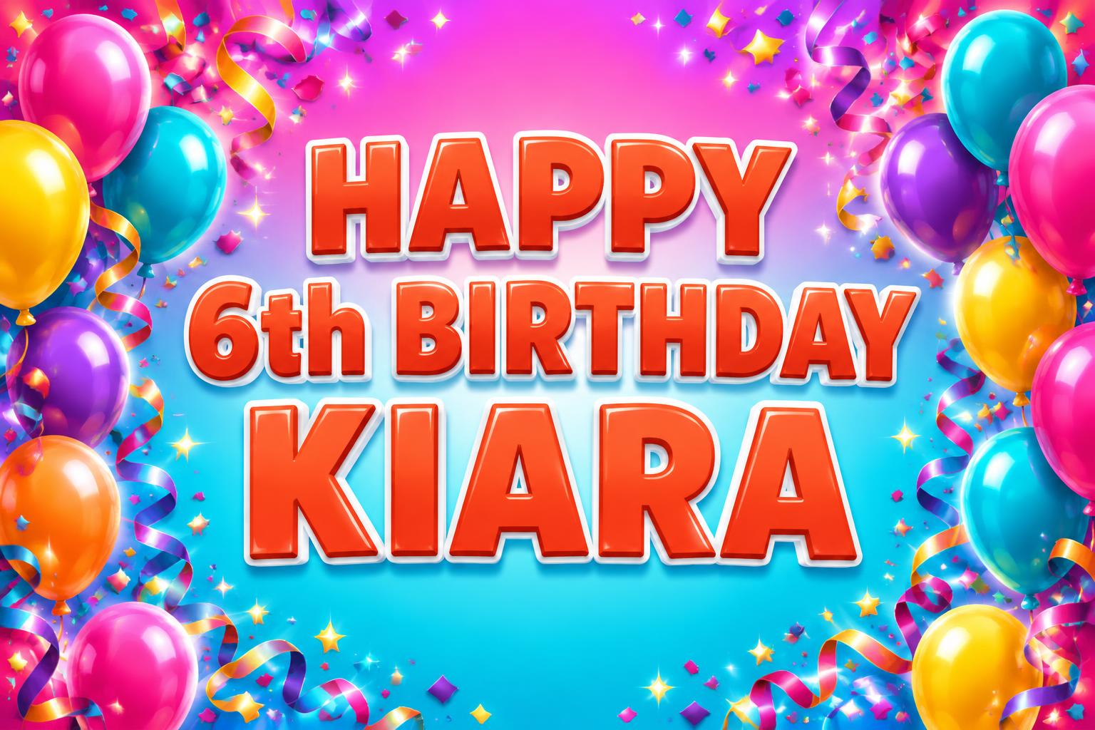 "HAPPY 6th BIRTHDAY KIARA" — Birthday | AI Text Effect Generator