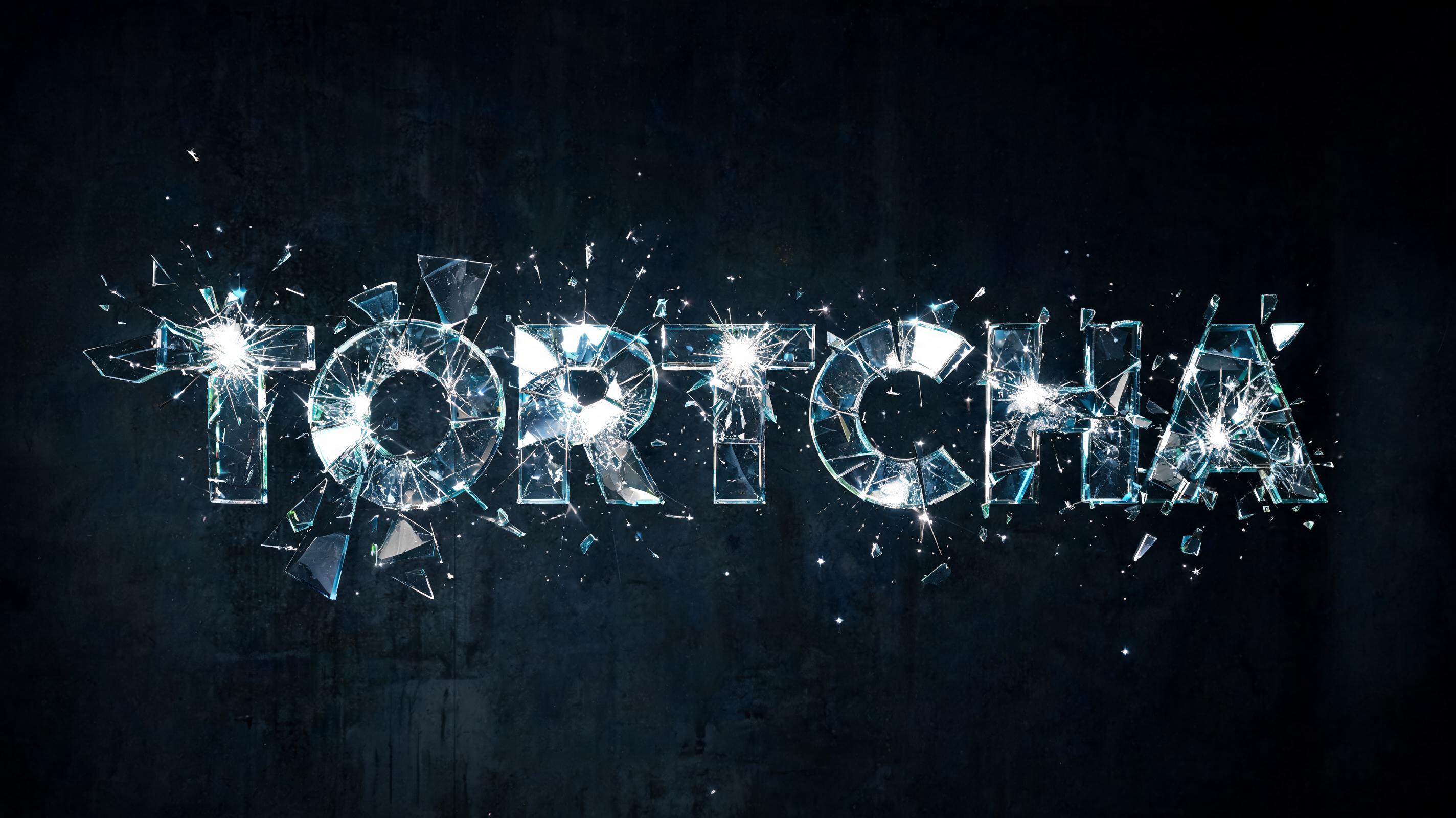 "Tortcha" — Glass Broken text effect