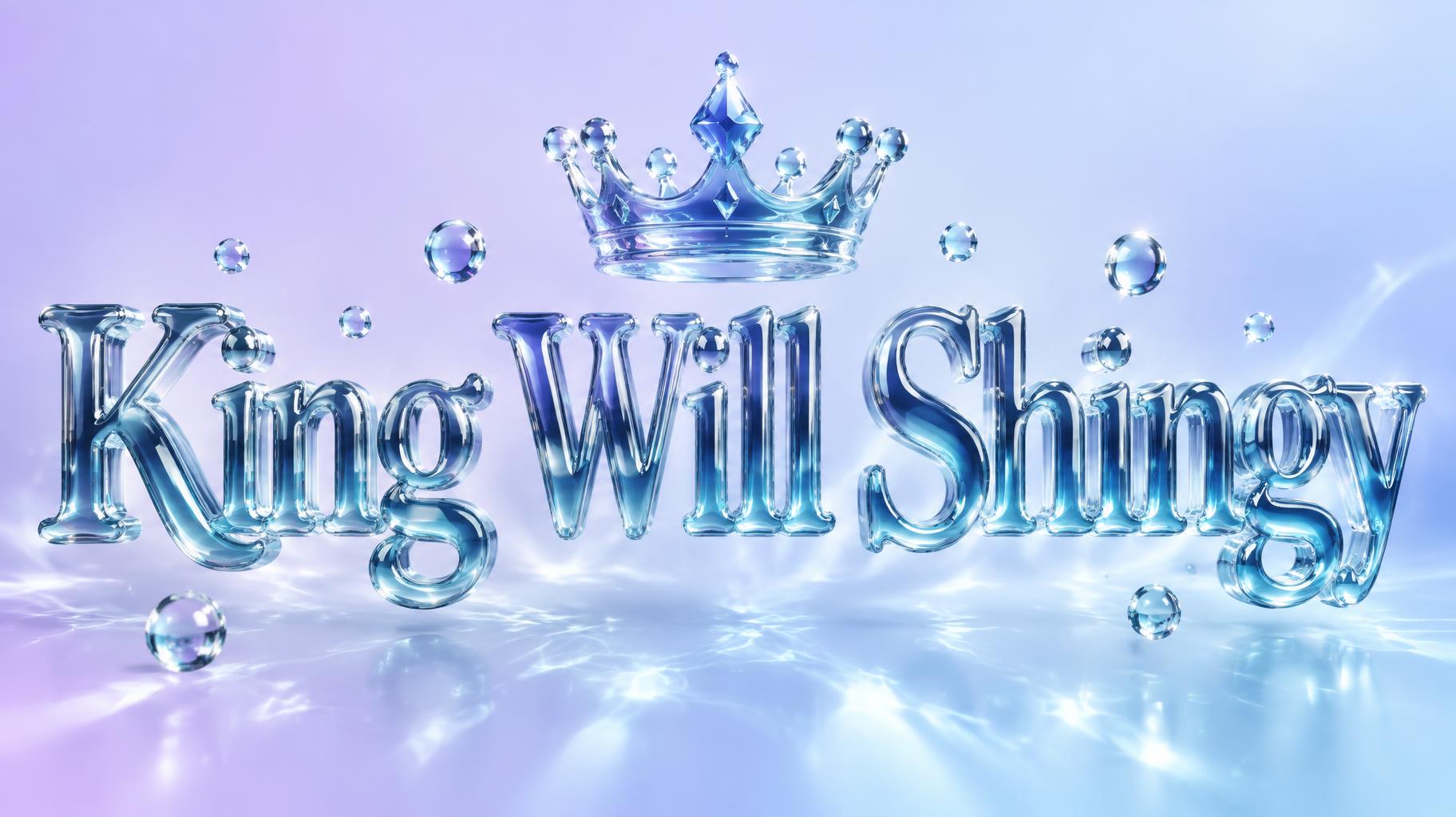 "King Will Shingy" — Glass Liquid | AI Text Effect Generator