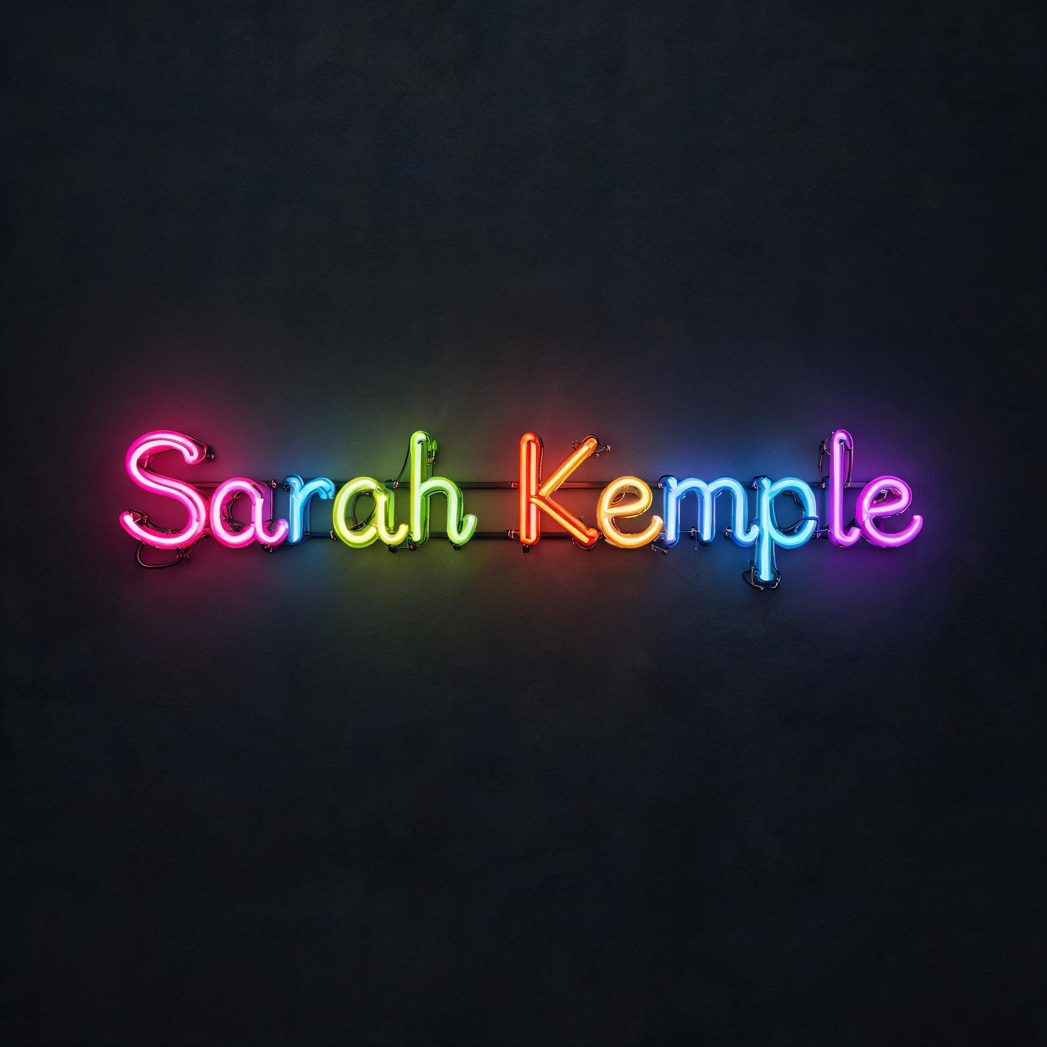 "Sarah Kemple" — Neon Sign | AI Text Effect Generator