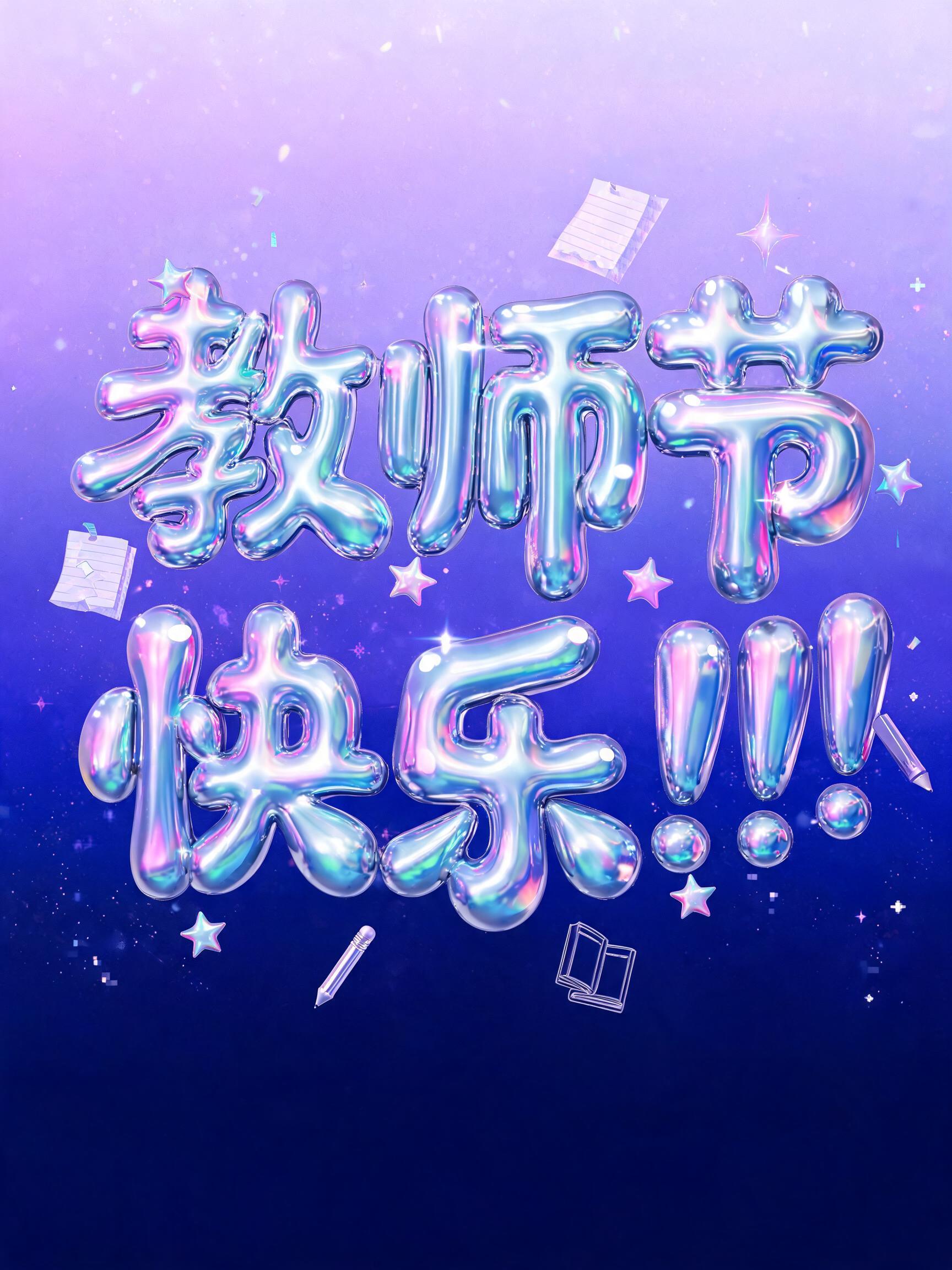 "教师节快乐！！！" — Y2k | AI Text Effect Generator