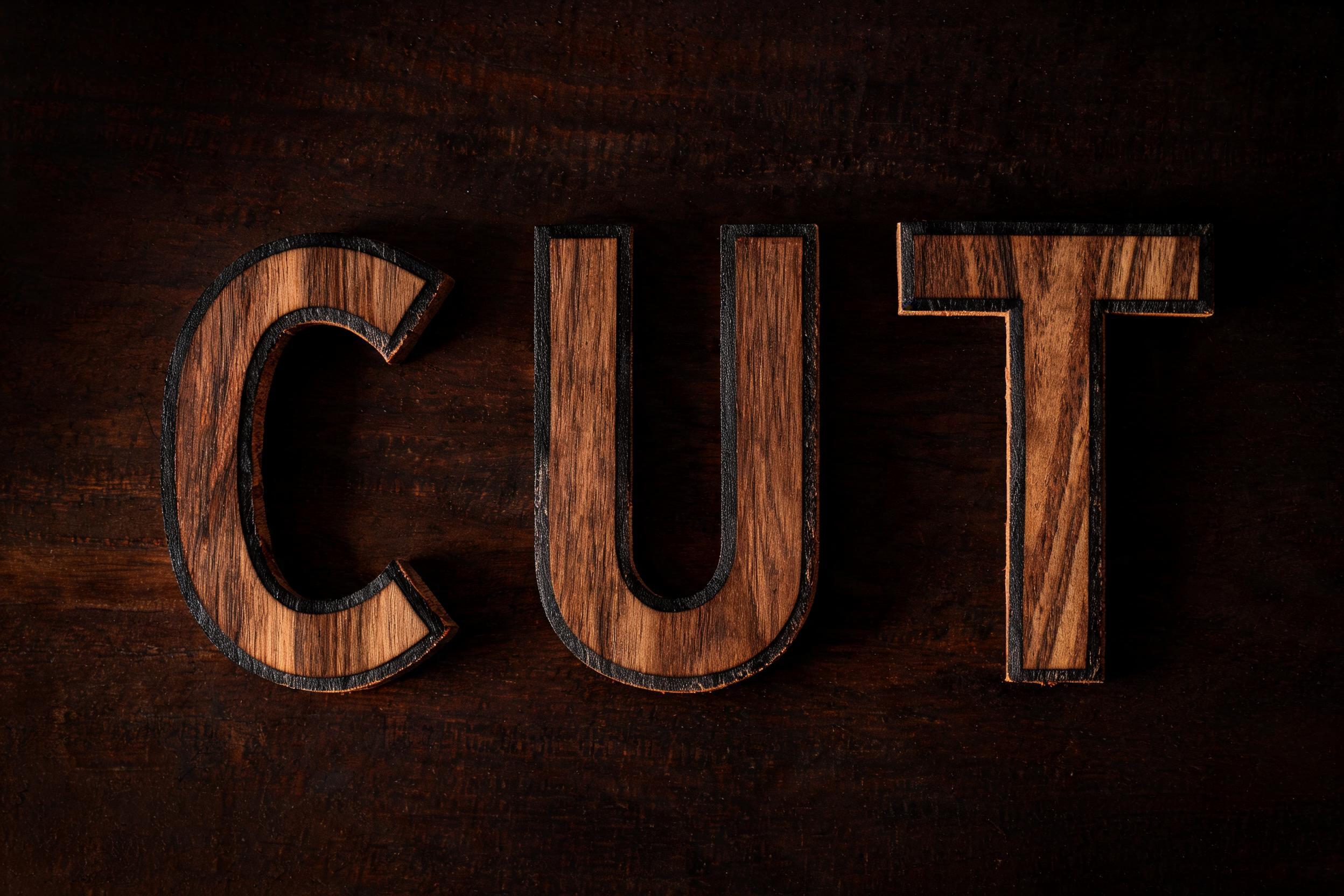 "CUT" — Laser Cut | AI Text Effect Generator