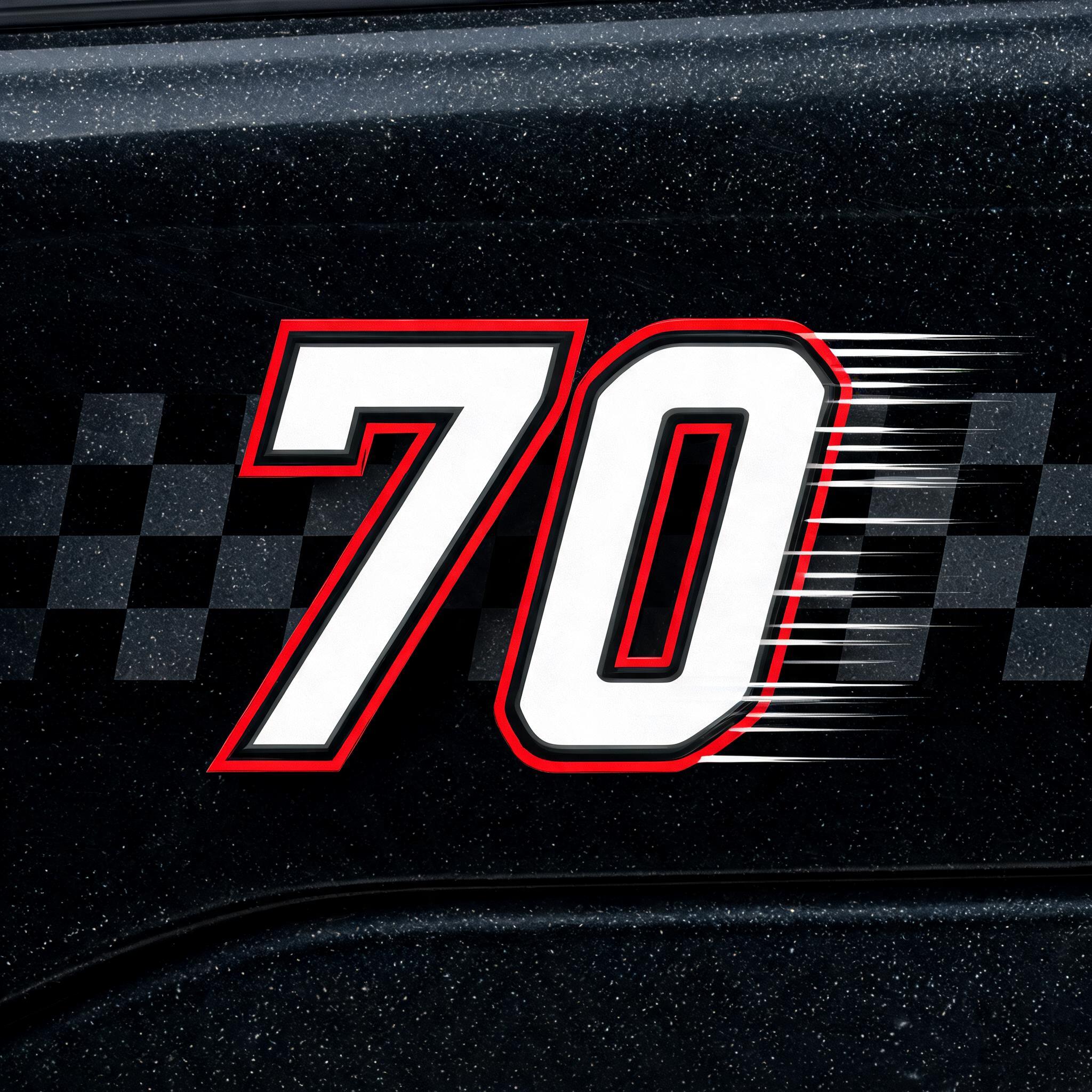 "70" — Racing | AI Text Effect Generator