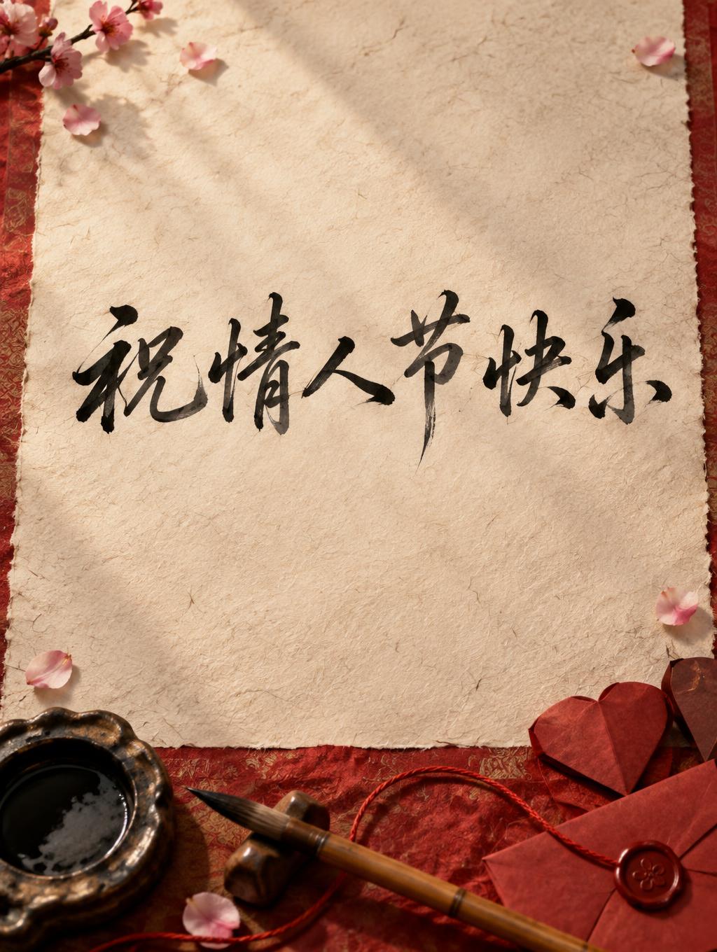 "祝情人节快乐" —  | AI Text Effect Generator