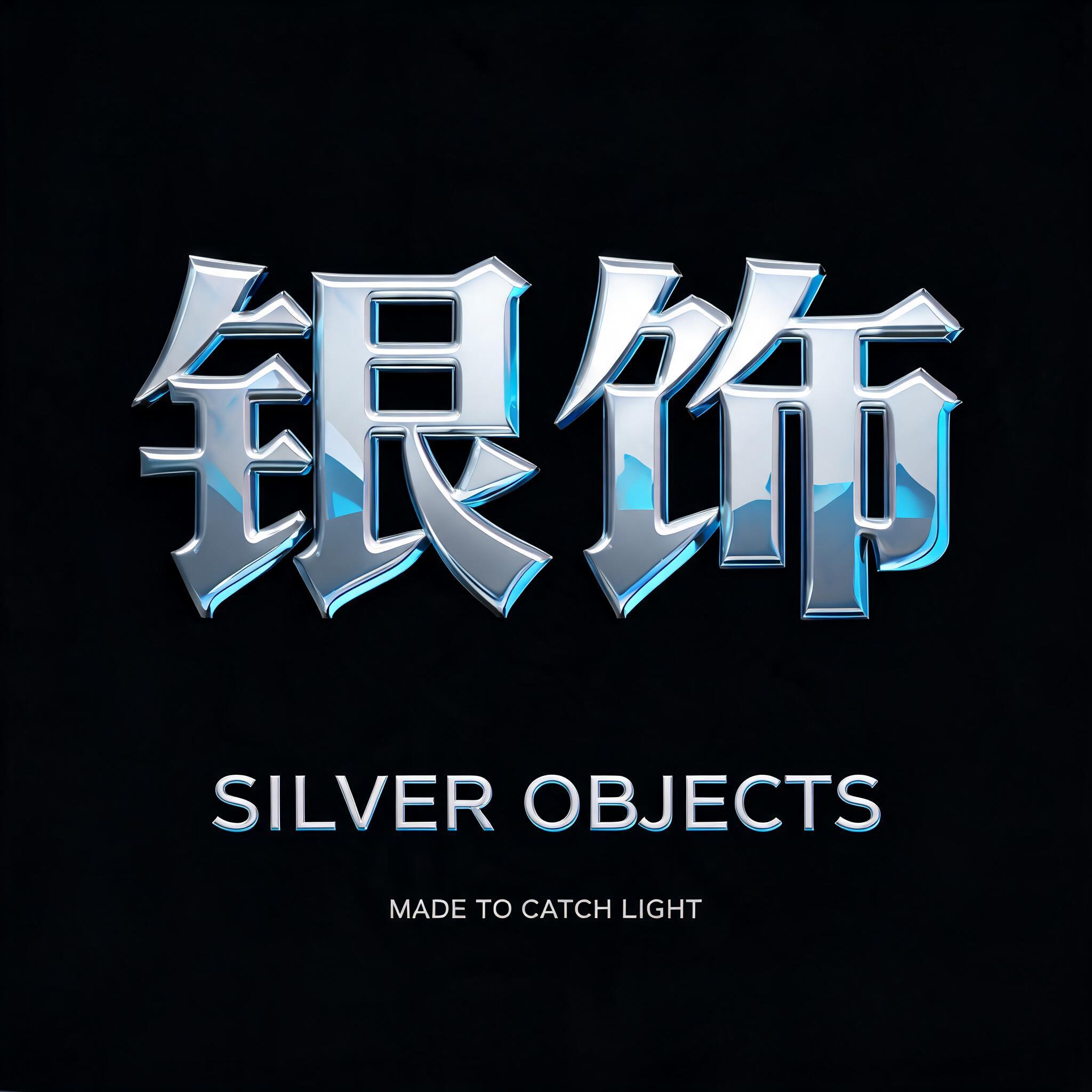"银饰
SILVER OBJECTS
MADE TO CATCH LIGHT" — Chrome Metal 3d | AI Text Effect Generator