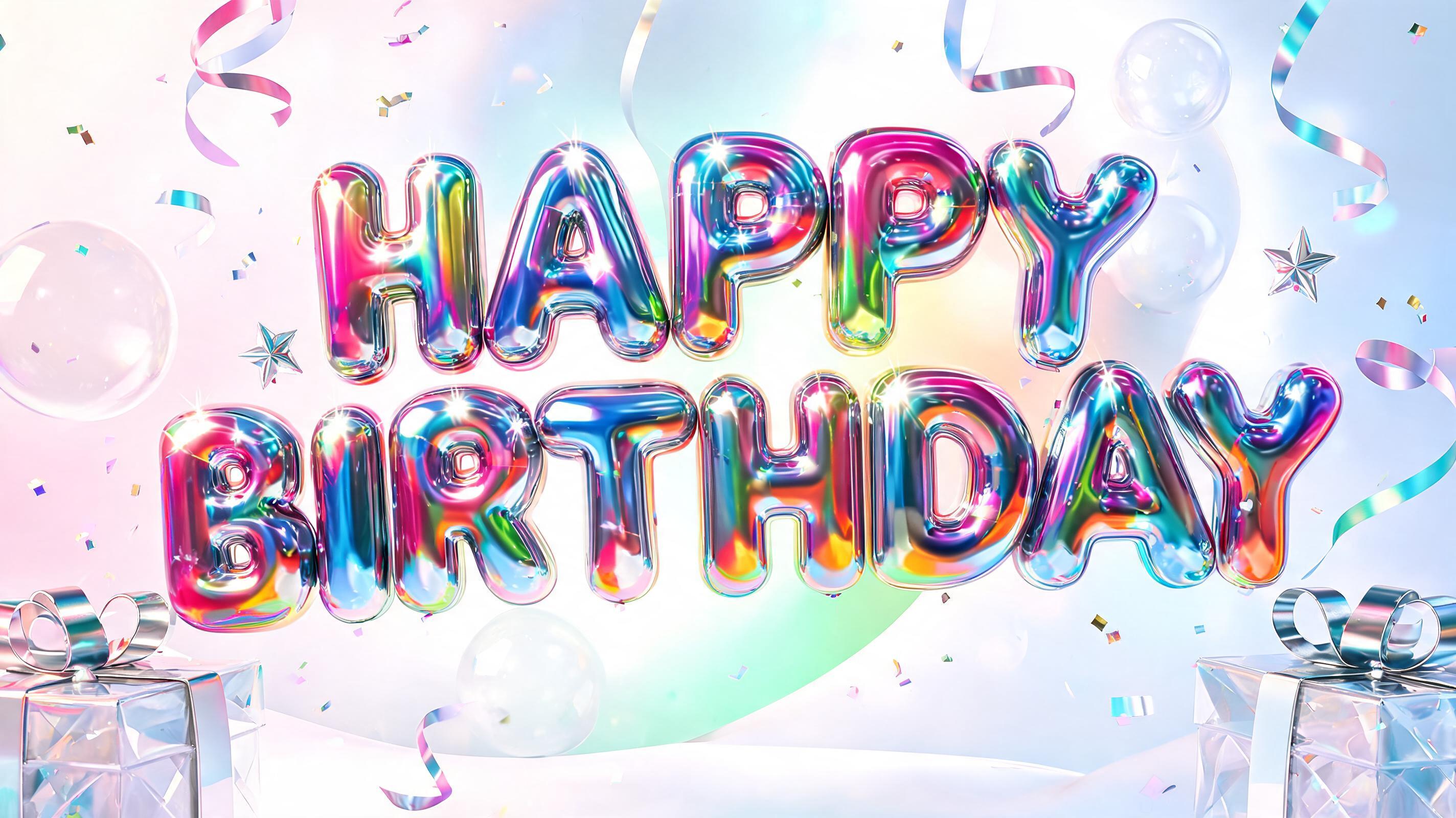 "HAPPY BIRTHDAY" — Y2k Chrome | AI Text Effect Generator