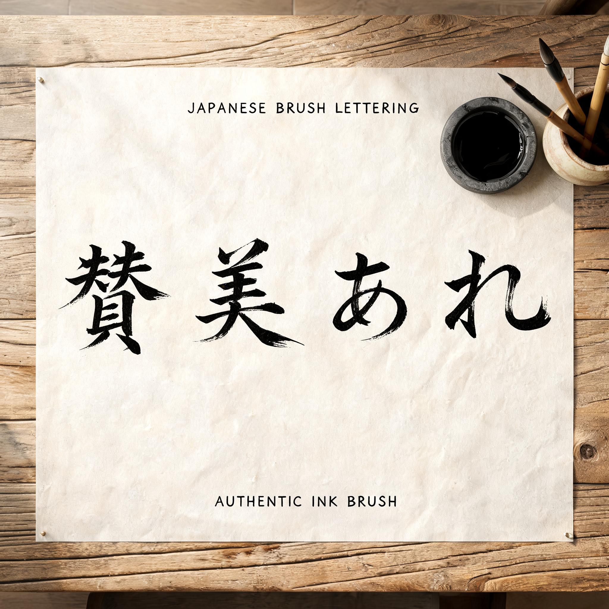 "賛美あれ" — Brush Japanese Ink | AI Text Effect Generator