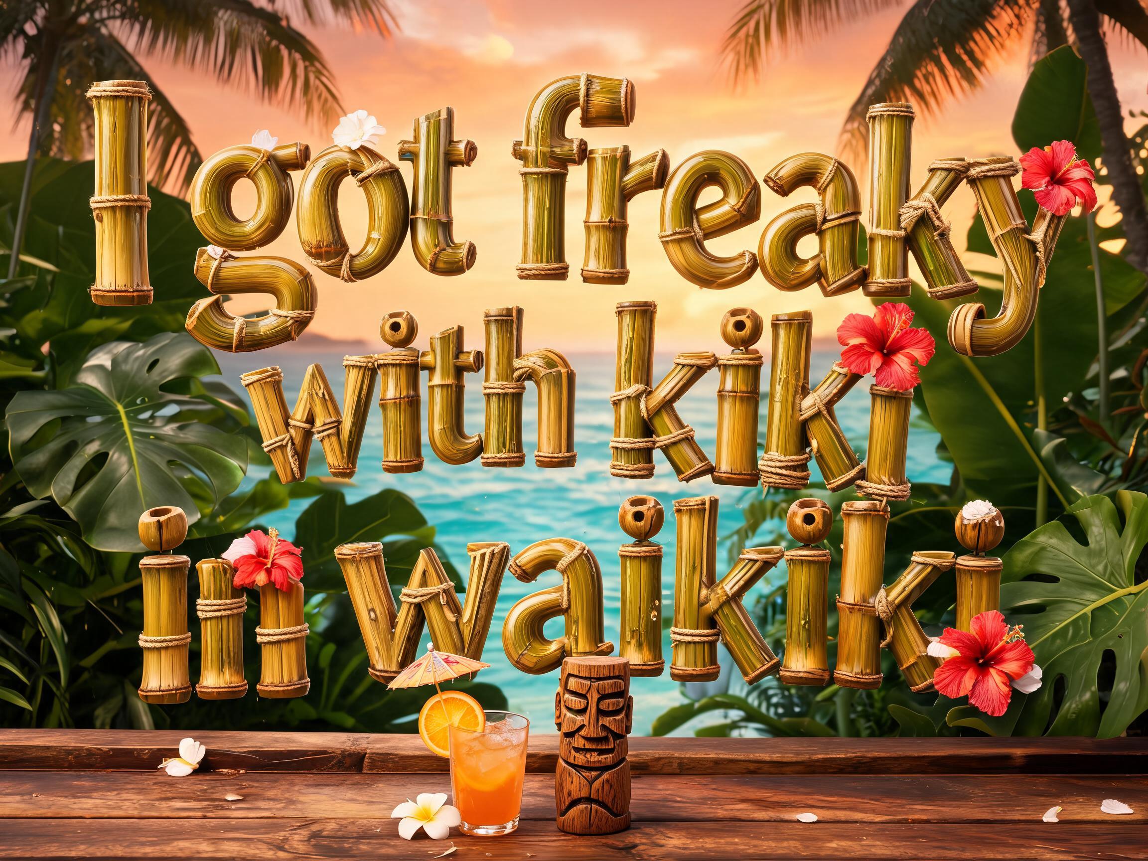"I got freaky with kiki in waikiki" — Hawaiian | AI Text Effect Generator