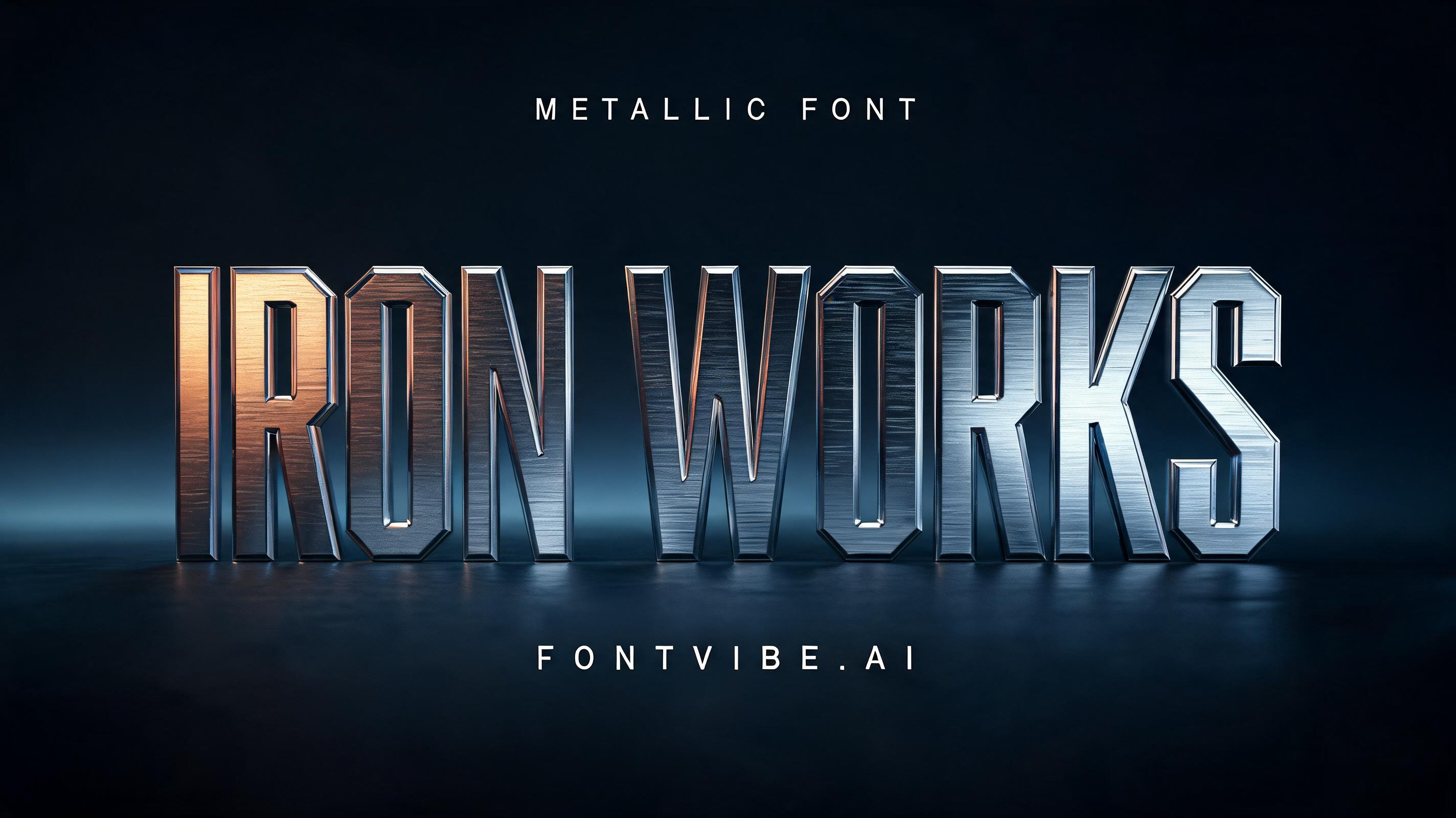"IRON WORKS" — Metallic | AI Text Effect Generator