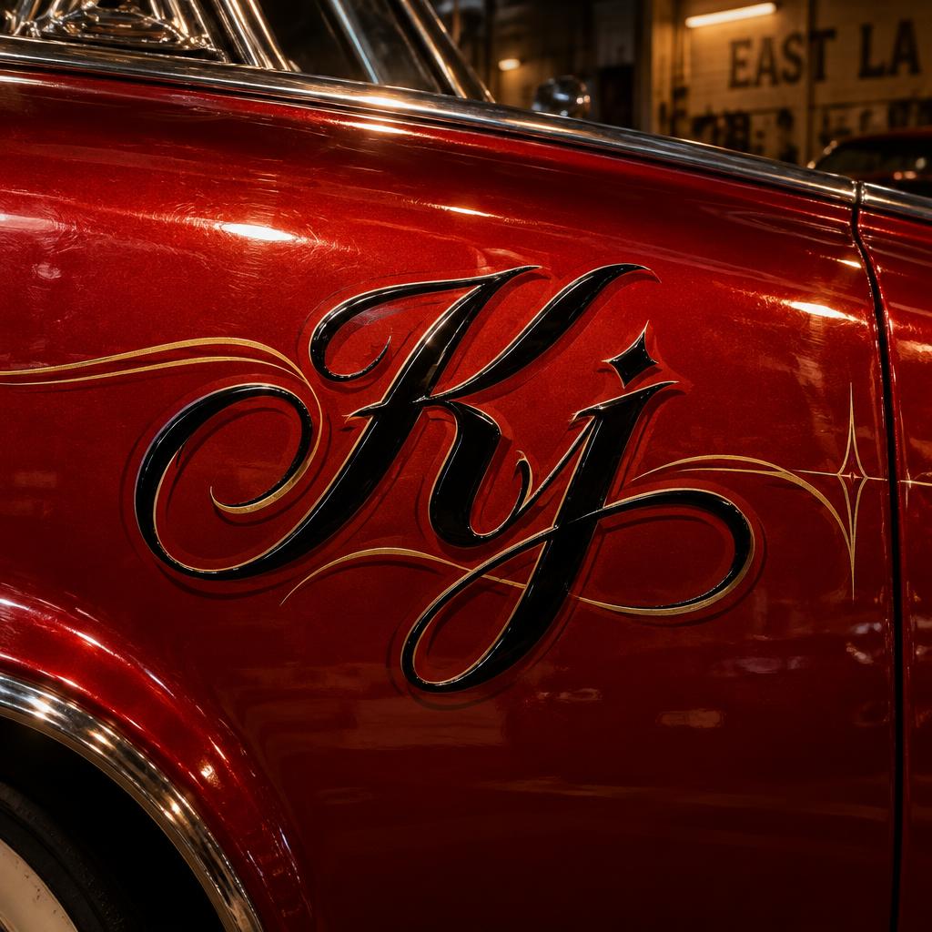 "Kj" — Chicano | AI Text Effect Generator