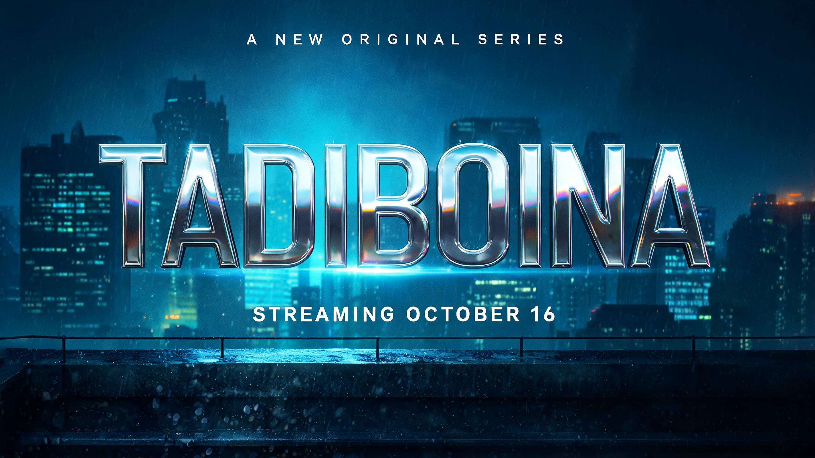 "TADIBOINA
A NEW ORIGINAL SERIES
STREAMING OCTOBER 16" — Cinematic Netflix | AI Text Effect Generator