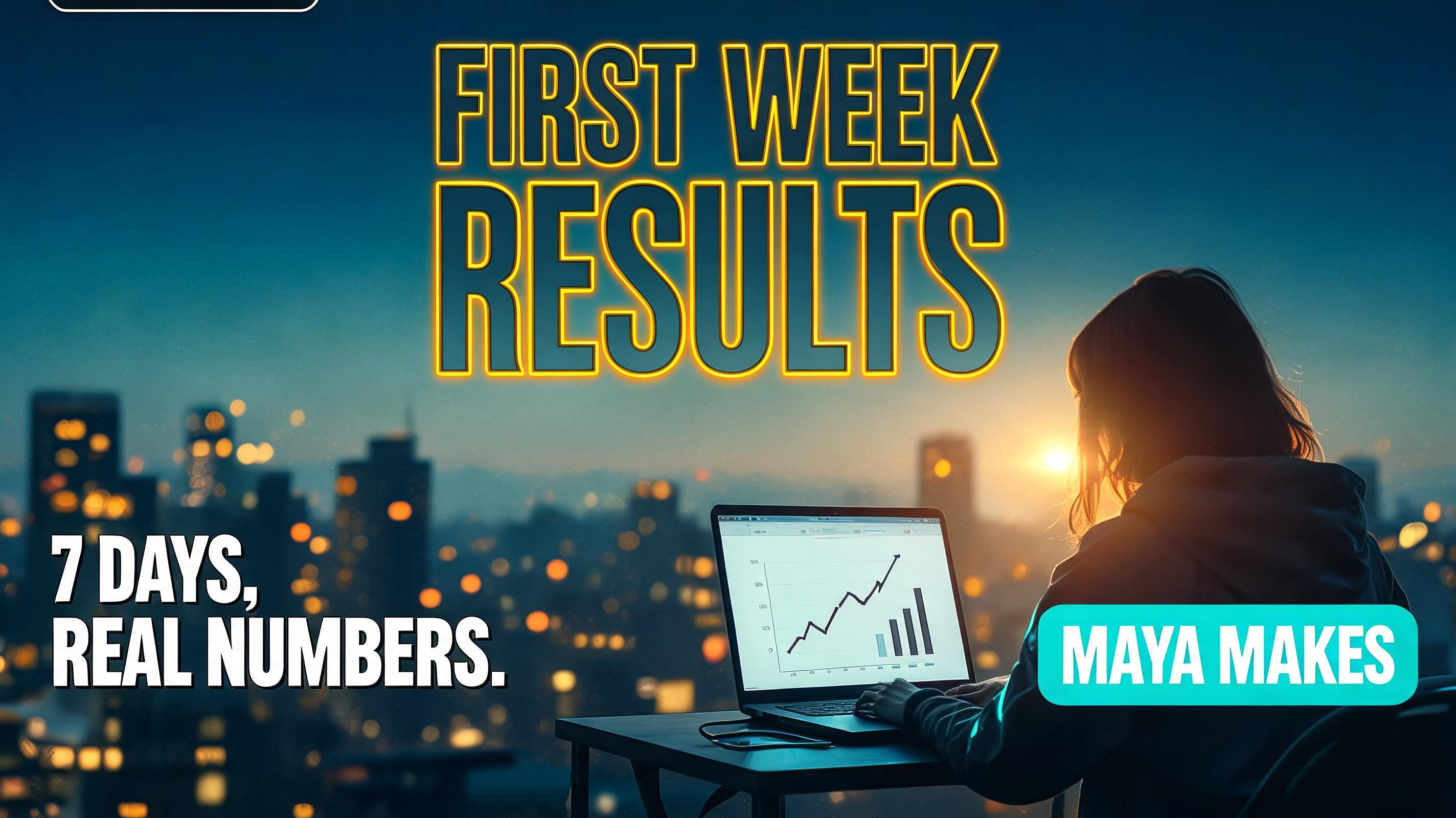 FIRST WEEK
RESULTS
CREATOR DIARY
7 DAYS. REAL NUMBERS.
MAYA MAKES