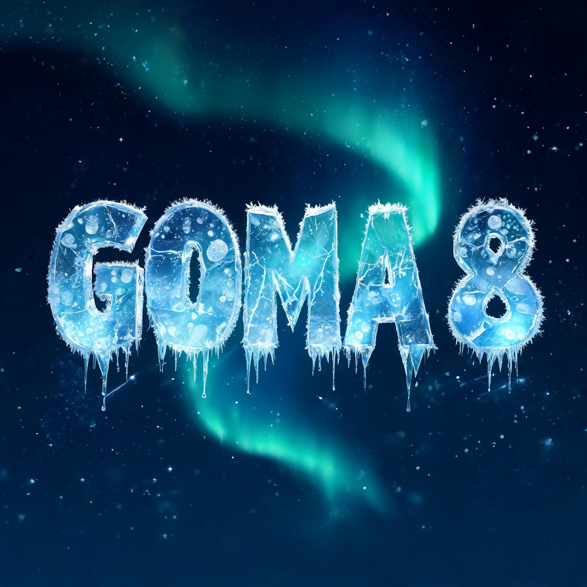 "Goma 8" — Glass Frozen | AI Text Effect Generator