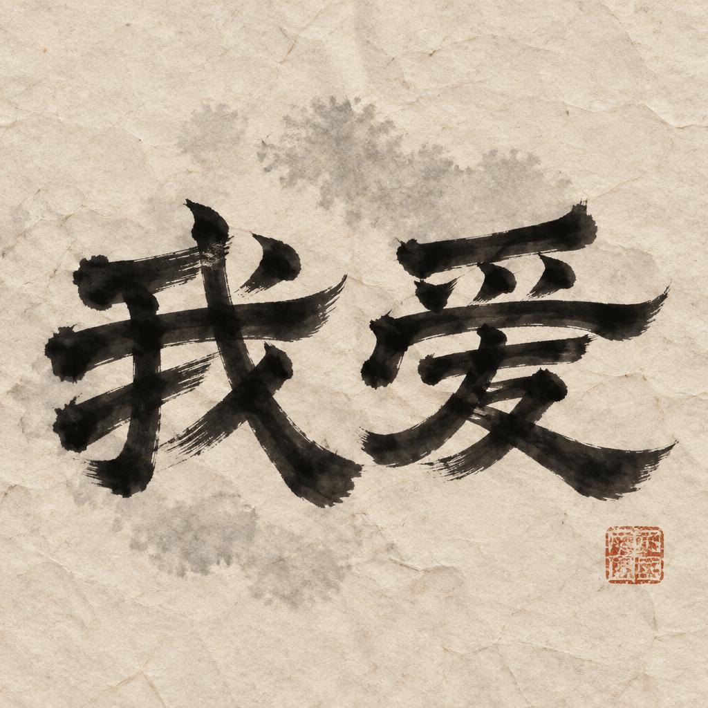 "我爱" — Brush Chinese Ink | AI Text Effect Generator