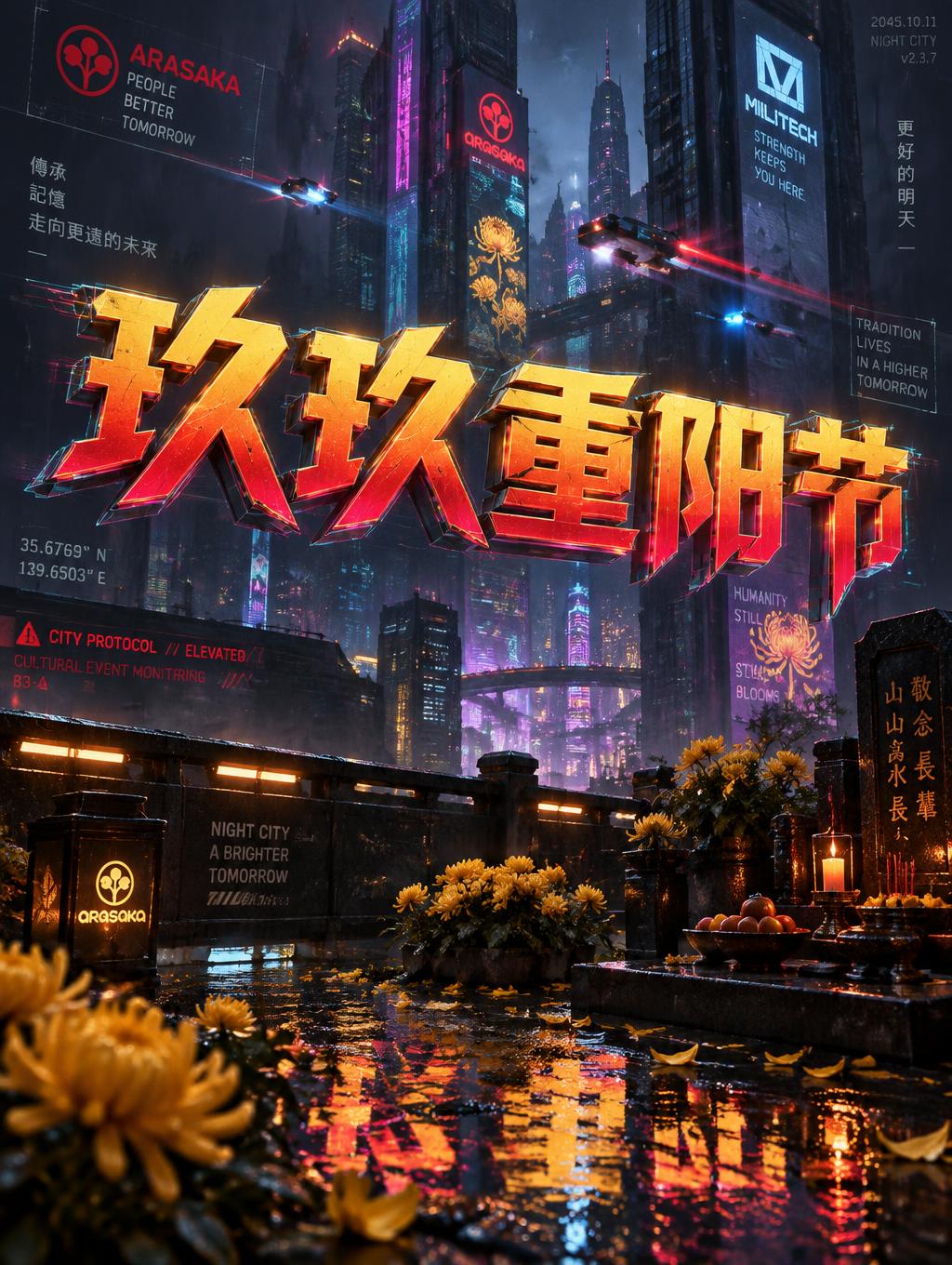"玖玖重阳节" — Cyberpunk 2077 | AI Text Effect Generator