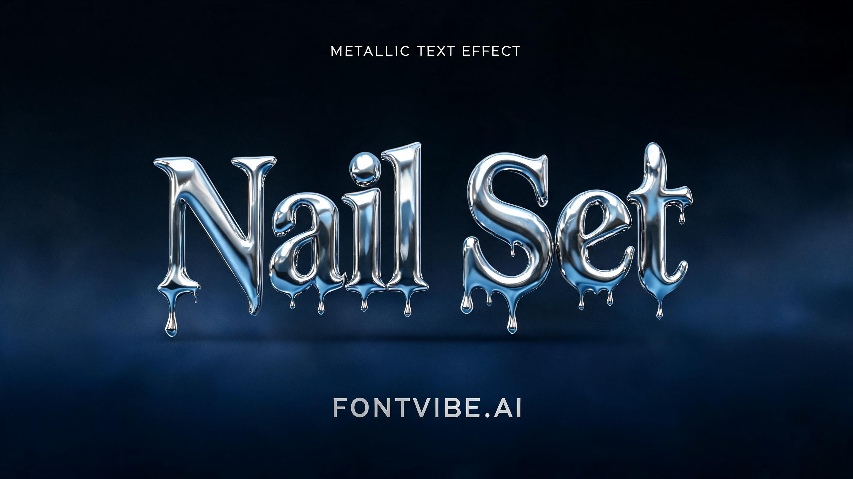 "Nail Set" — Metallic | AI Text Effect Generator