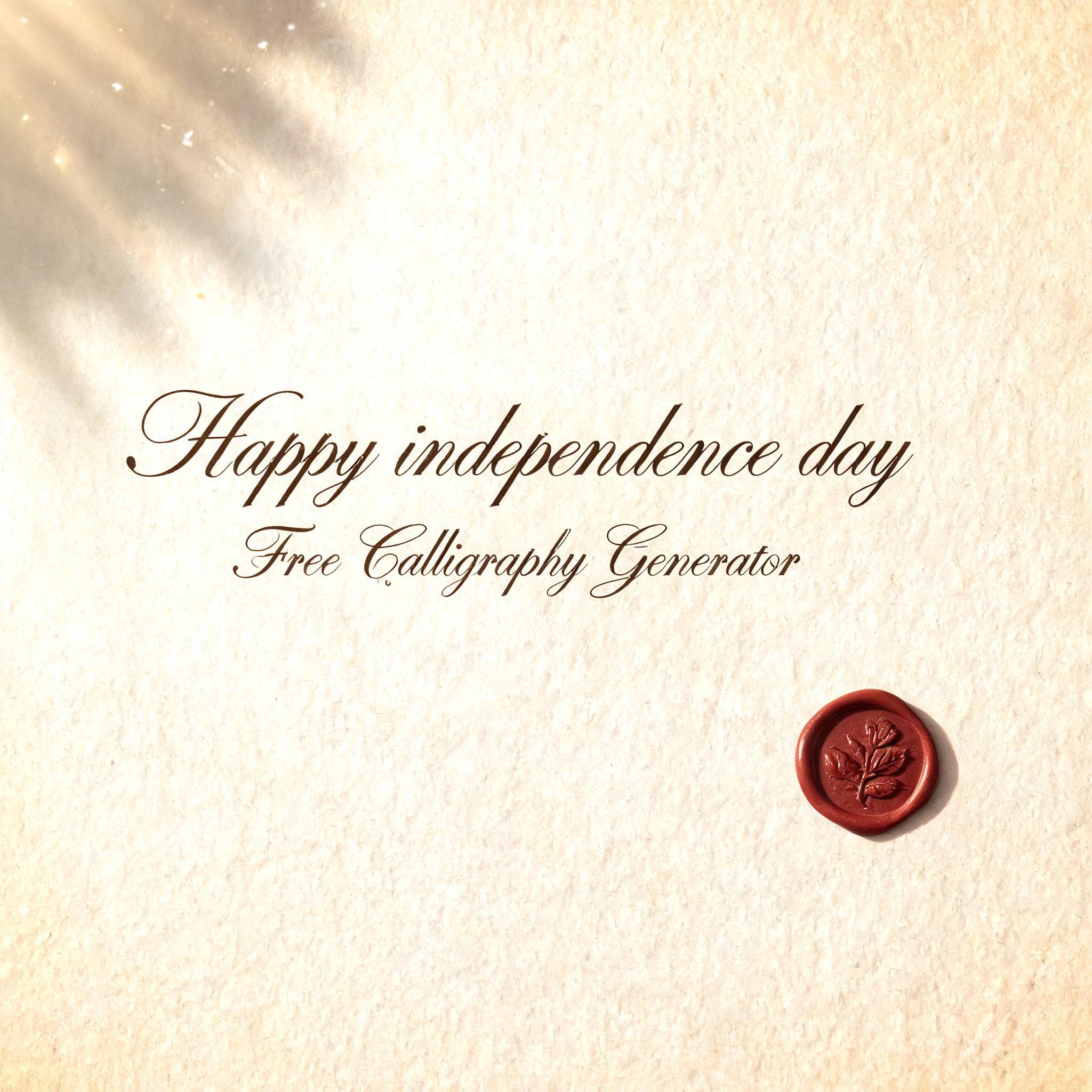 "Happy independence day 
Free Calligraphy Generator" — Handwritten Script | AI Text Effect Generator