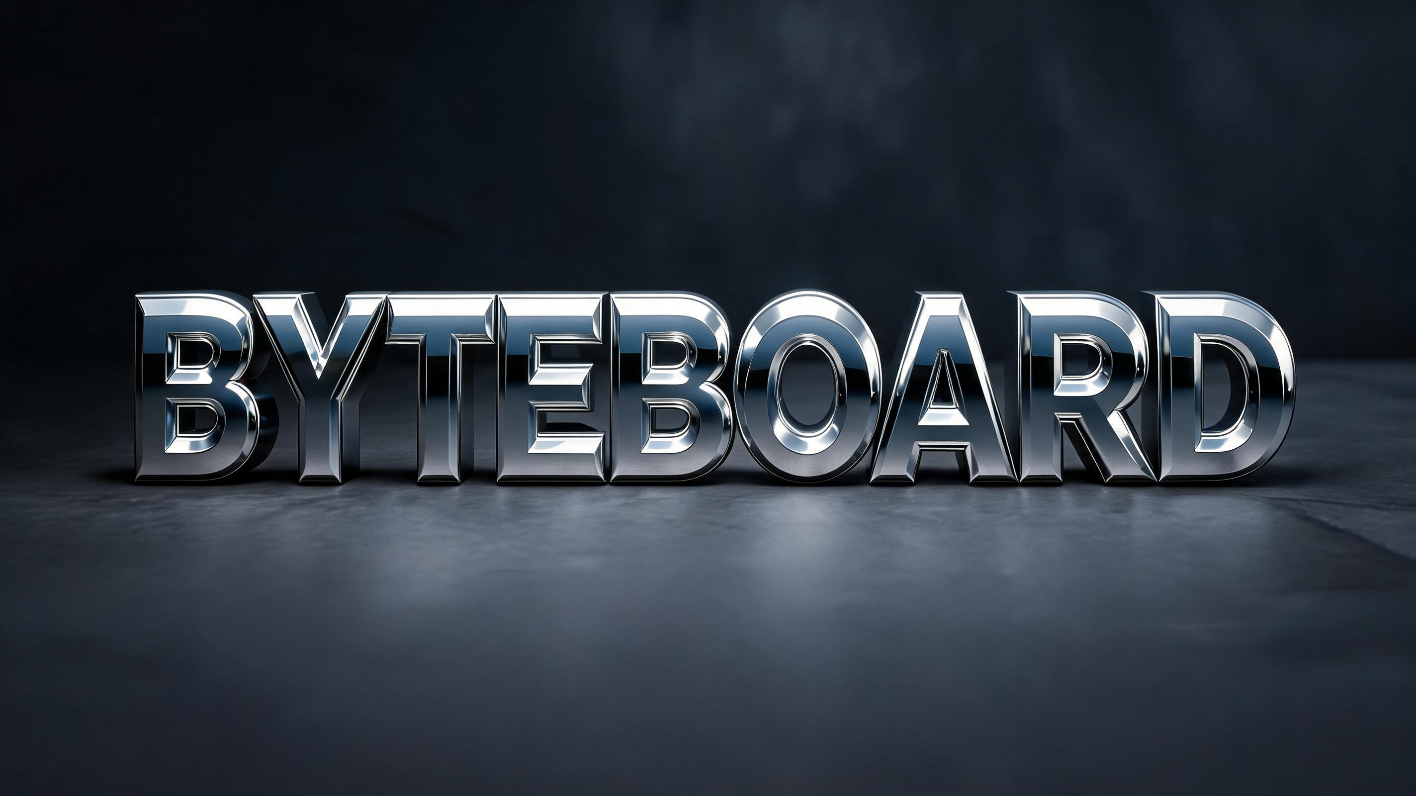 "BYTEBOARD" — Chrome Metal 3d | AI Text Effect Generator