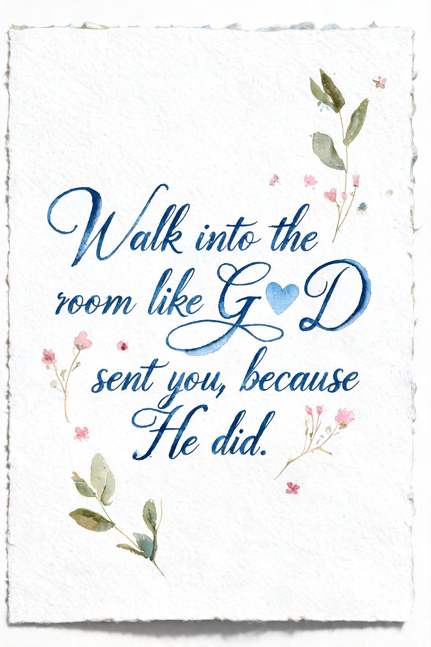 "Walk into the room like G🩵D sent you, because He did." — Watercolor | AI Text Effect Generator