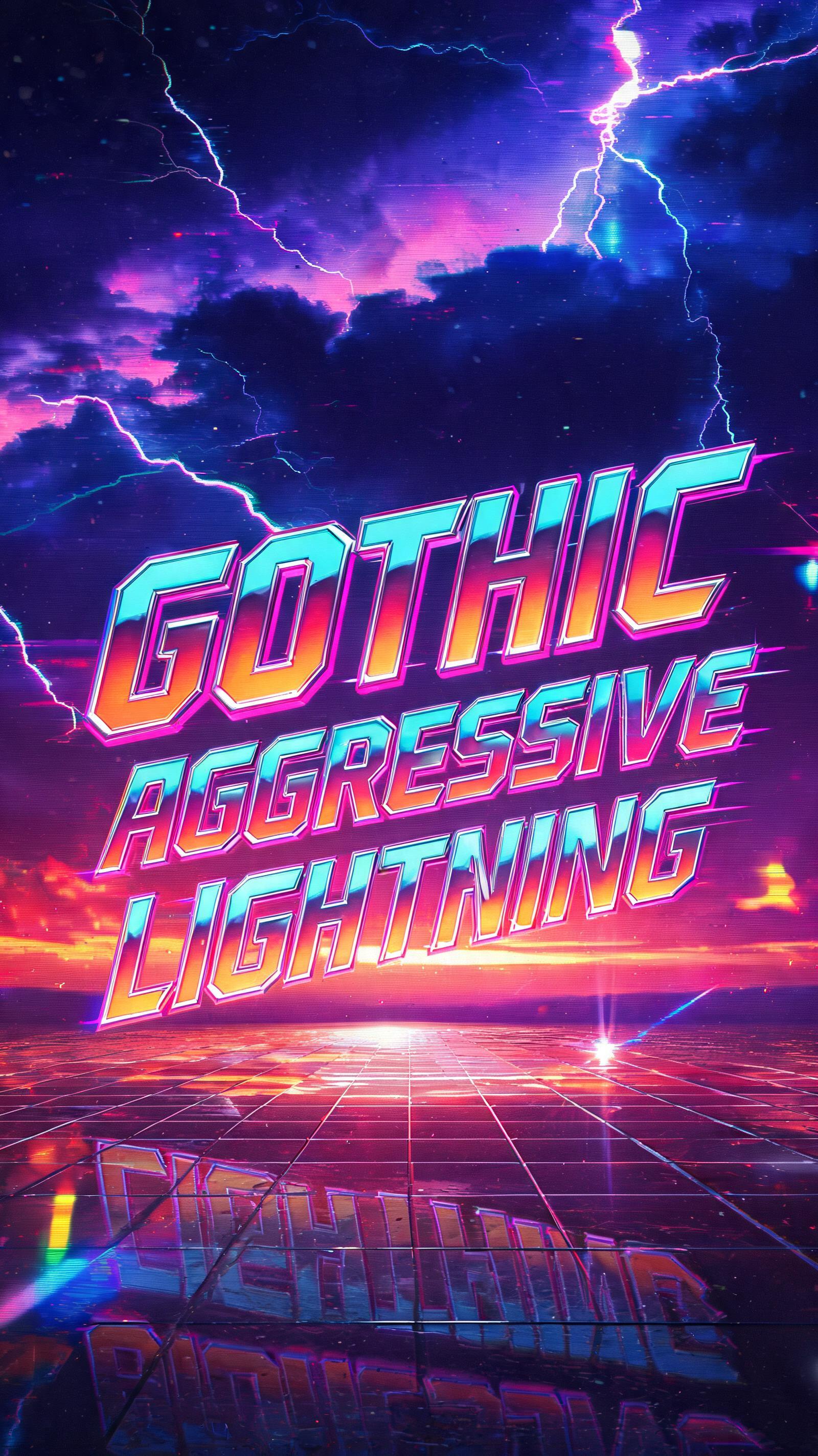 "Gothic, agressive, lightning" — Synthwave text effect