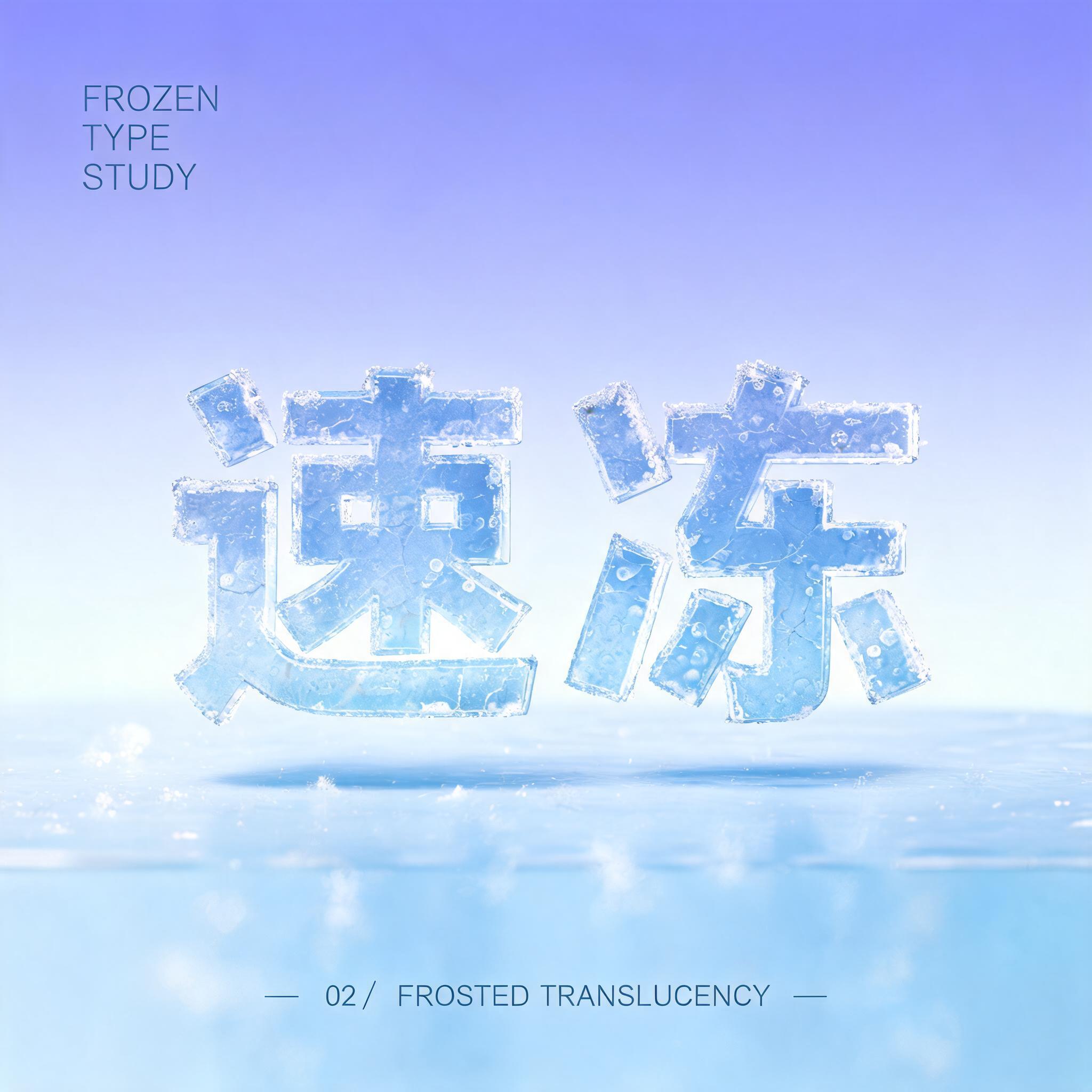 "帮我做一组冰冻字写「速冻」，磨砂半透明质感" — Glass | AI Text Effect Generator
