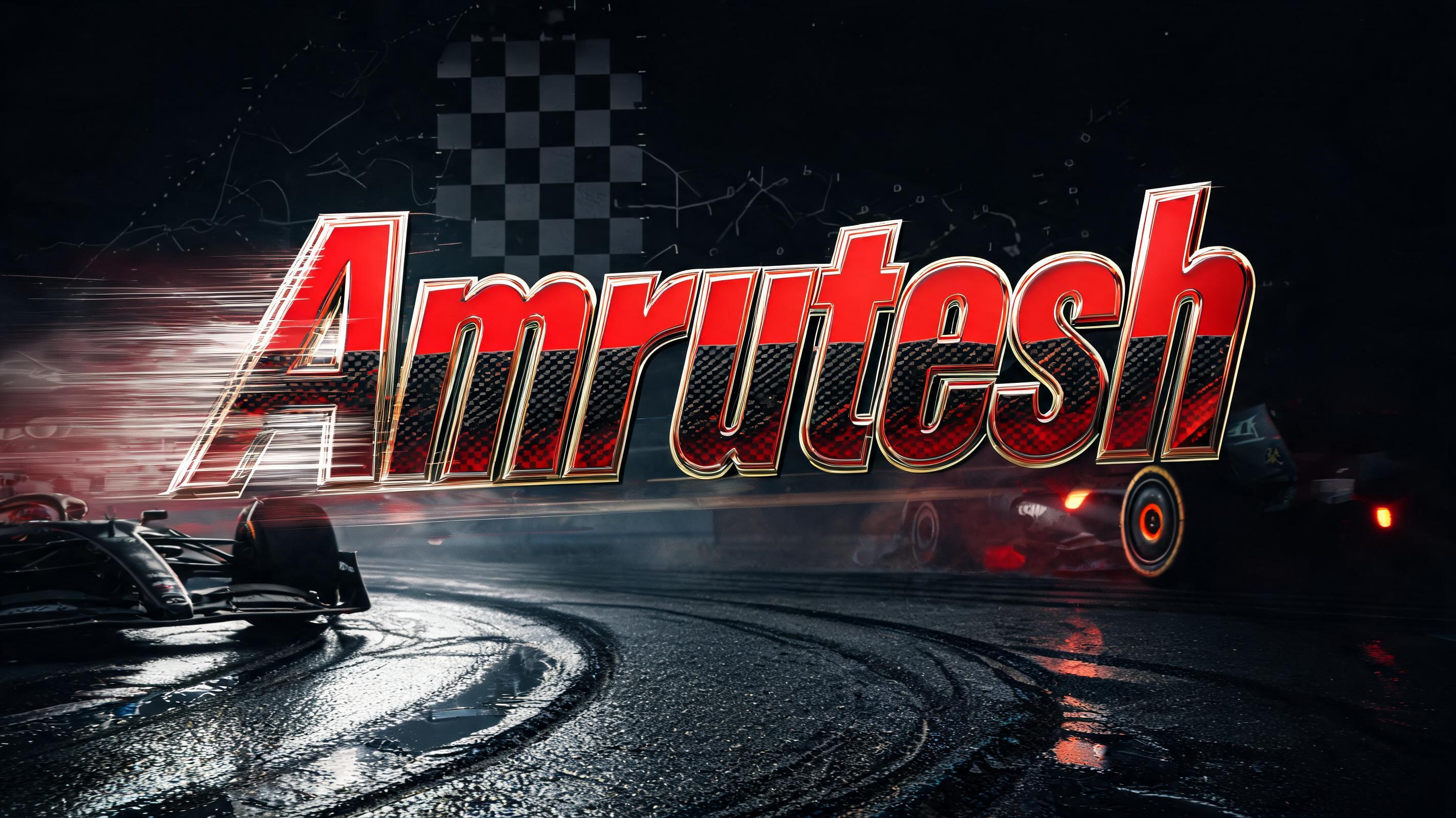 "Amrutesh" — Racing | AI Text Effect Generator