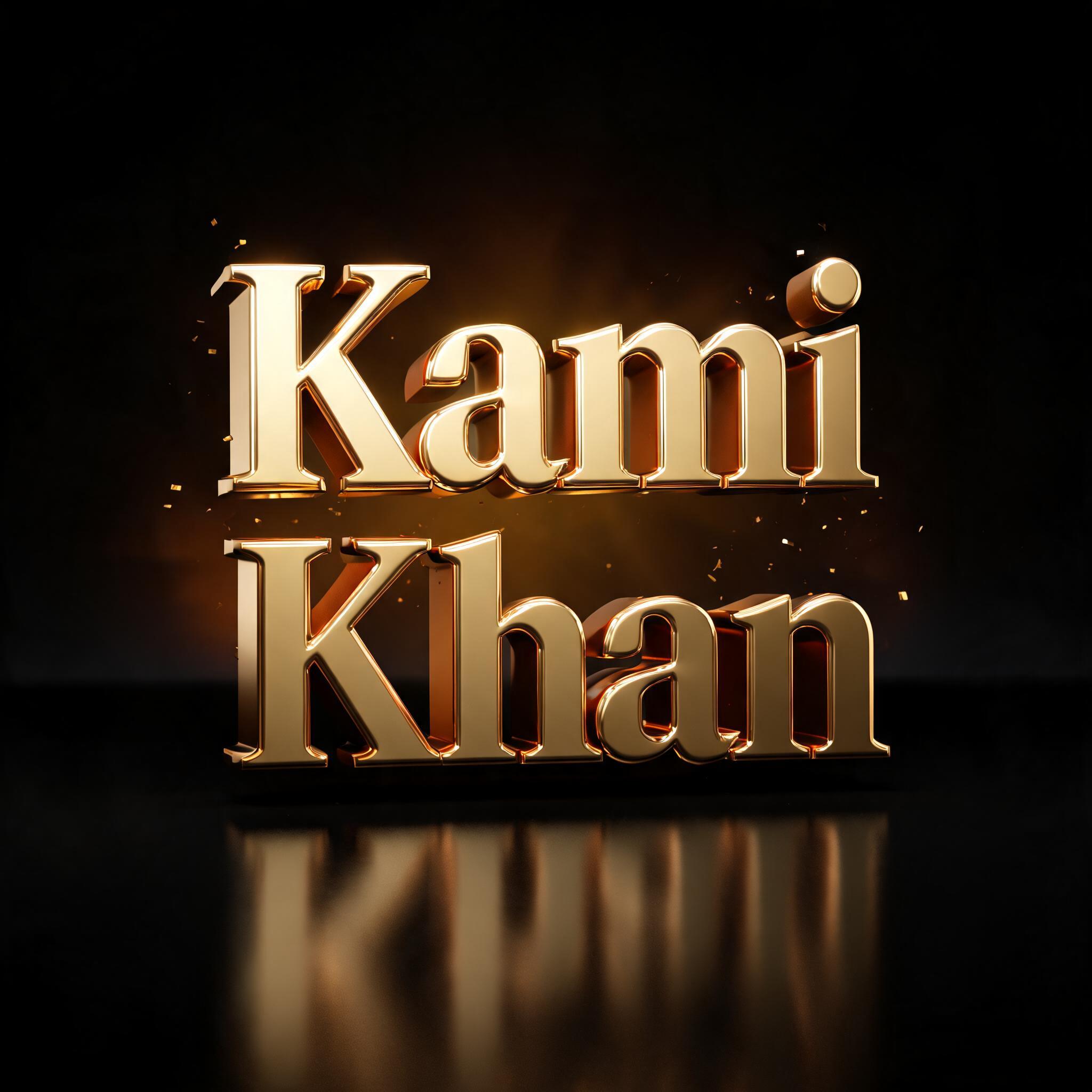 "Kami
Khan" — 3d Bold Gold | AI Text Effect Generator