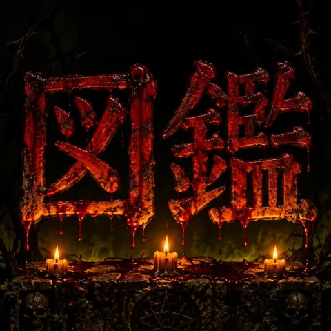 "図鑑" — Horror text effect