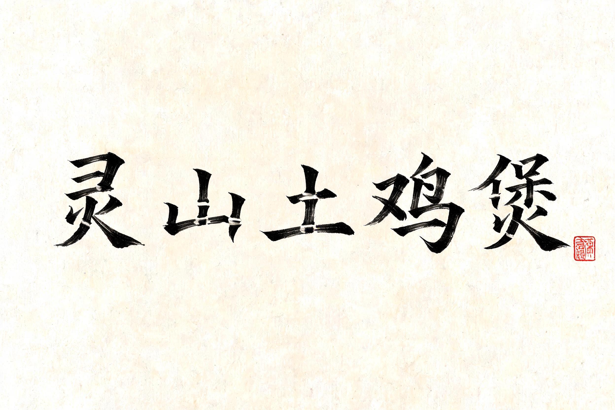 "灵山土鸡煲" — Brush Japanese Ink | AI Text Effect Generator