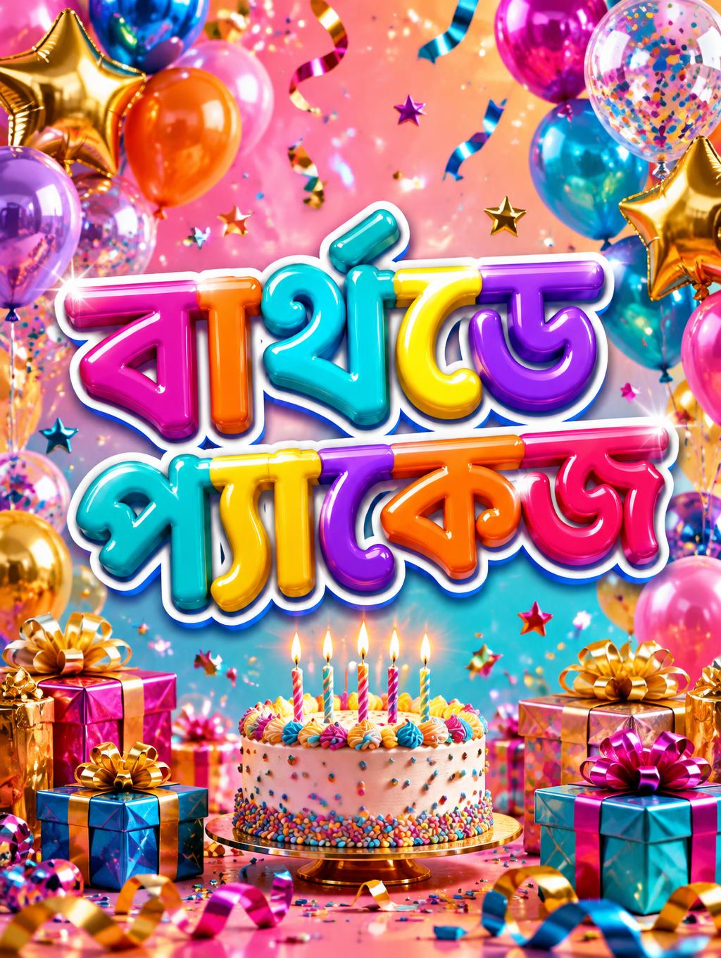 "বার্থডে প্যাকেজ" — Birthday | AI Text Effect Generator