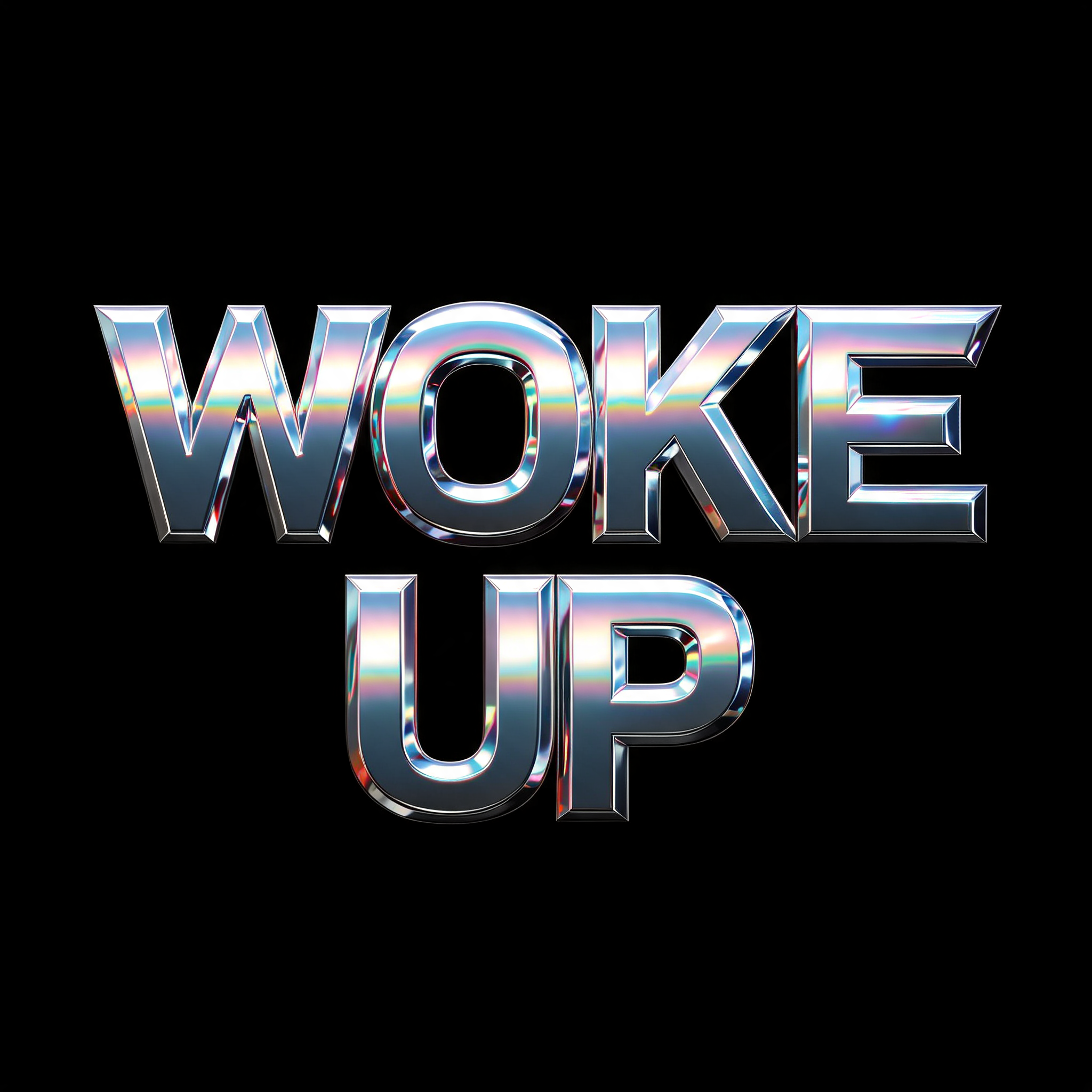 "WOKE UP" — Chrome Metal 3d | AI Text Effect Generator