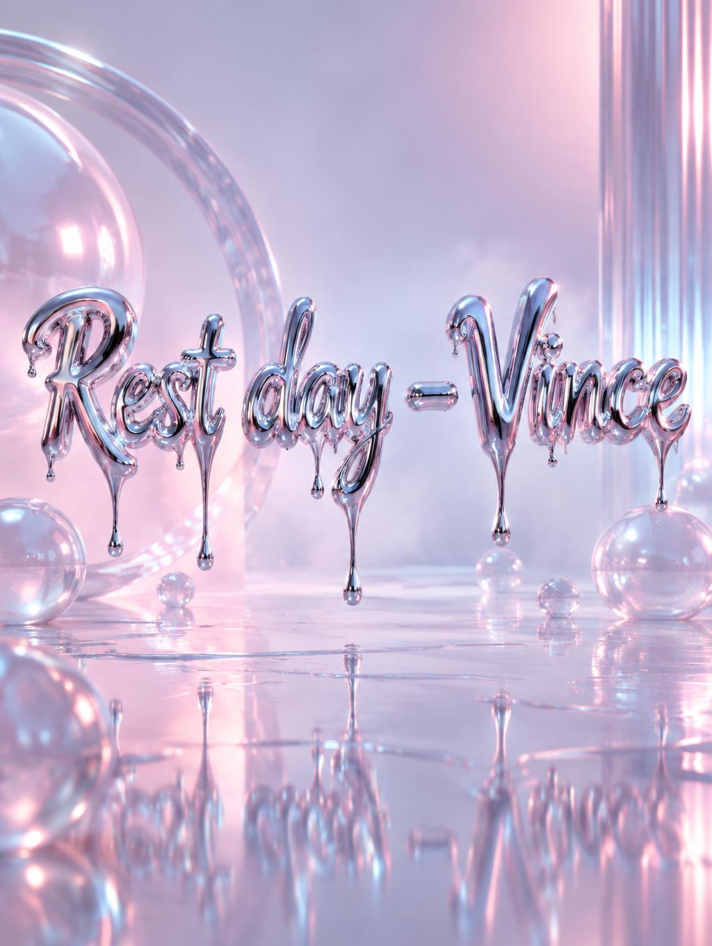"Rest day - Vince" — Y2k Liquid | AI Text Effect Generator