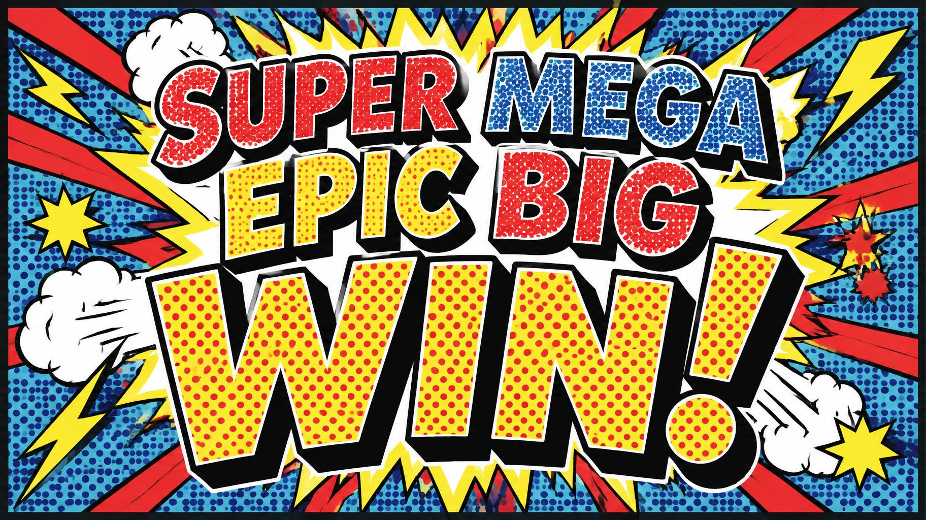 "SUPER MEGA EPIC BIG WIN!" — Pop Art | AI Text Effect Generator