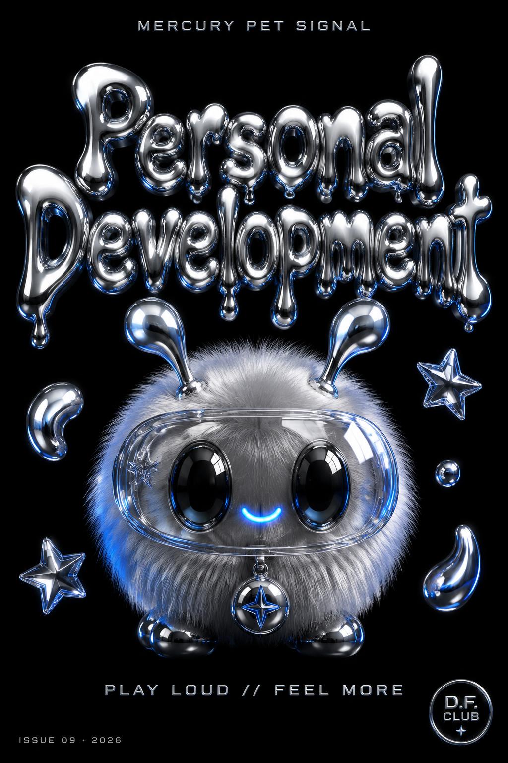 "Personal Development" — Chrome Metal 3d | AI Text Effect Generator