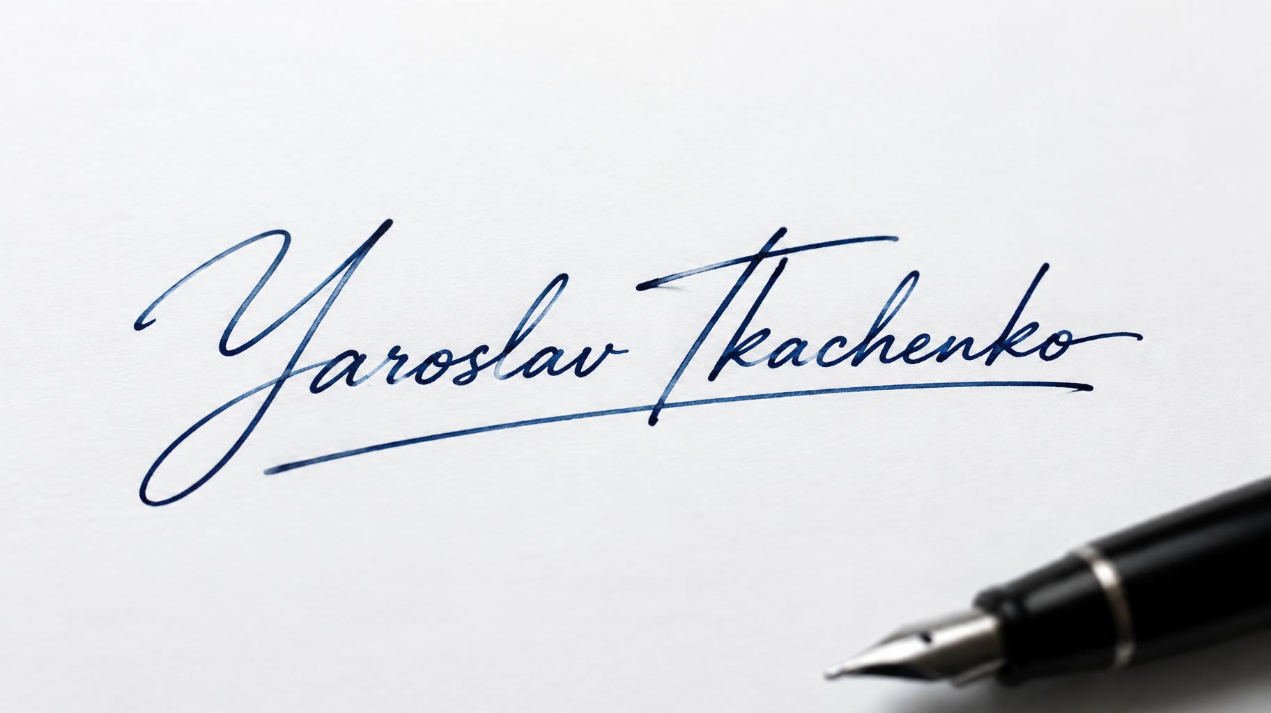 "Yaroslav Tkachenko" — Cursive Signature text effect