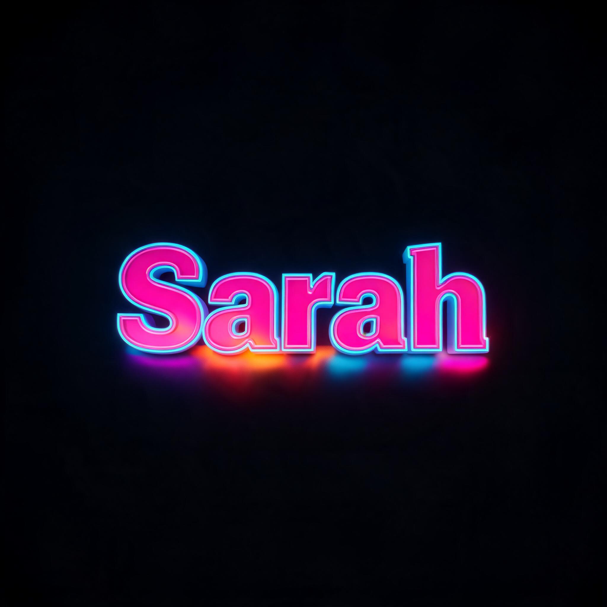 "Sarah" — 3d Bold Neon text effect