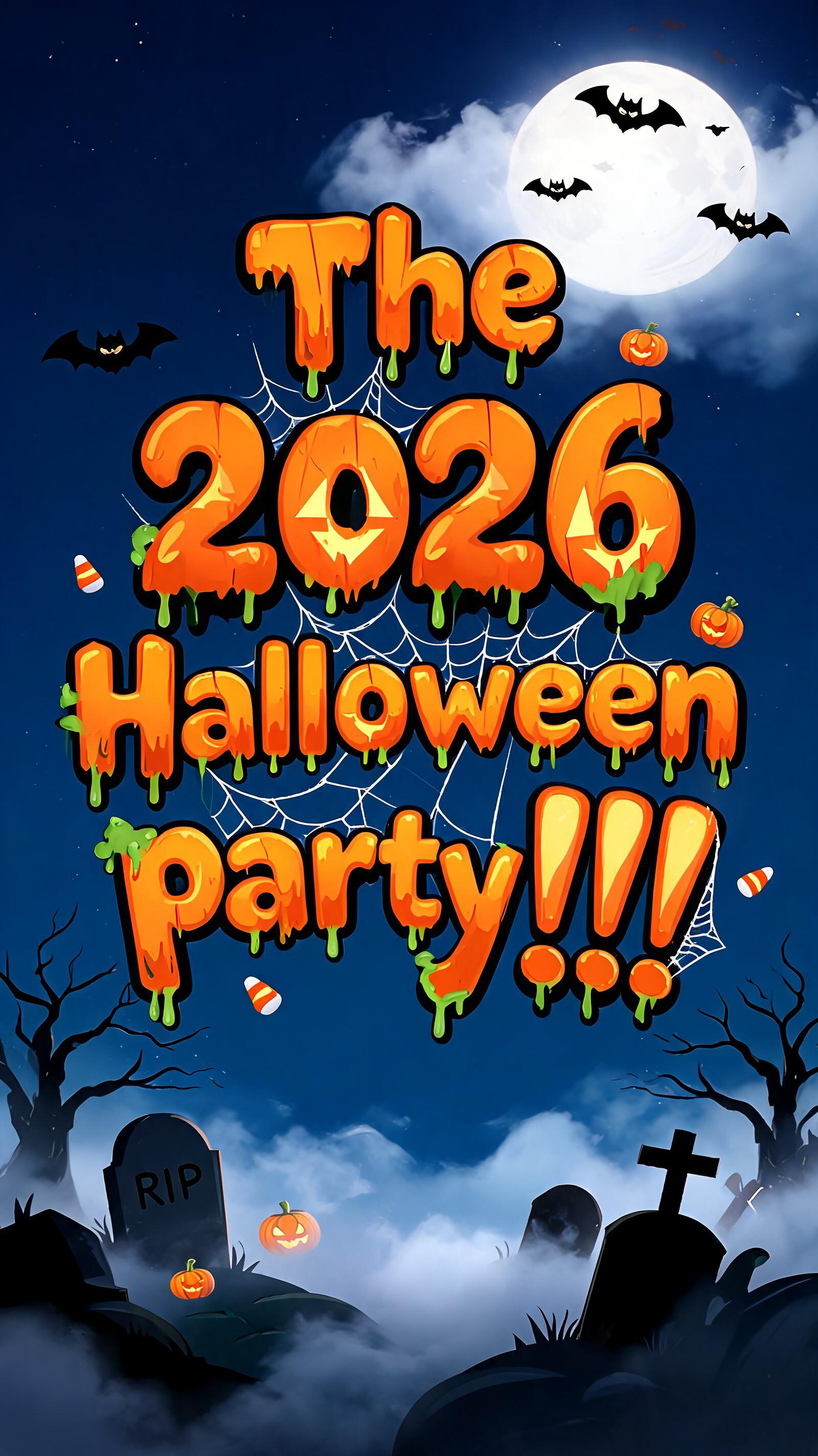 "The 2026 Halloween party!!!" — Halloween text effect