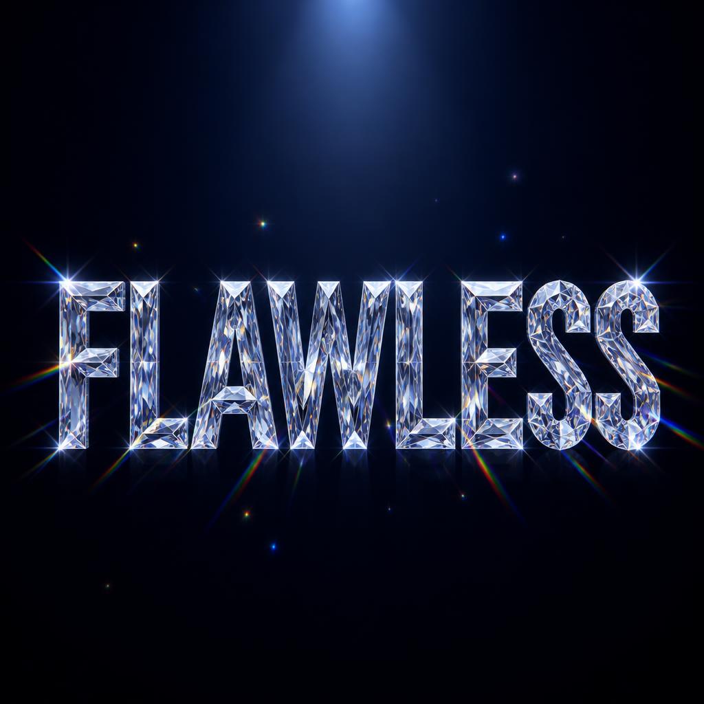 "FLAWLESS" — Glass Crystal | AI Text Effect Generator