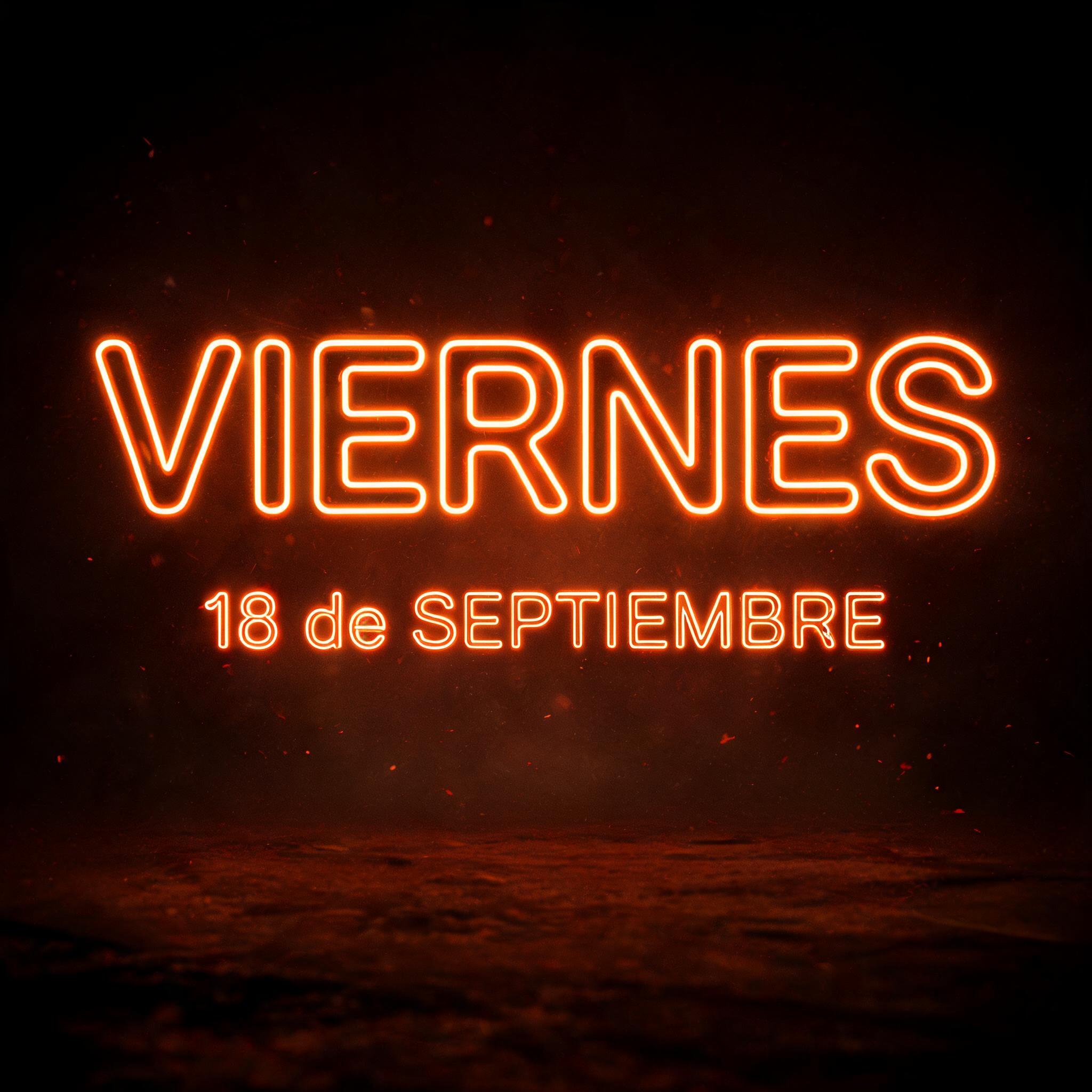 "Viernes 18 de Septiembre " — Neon Outline text effect