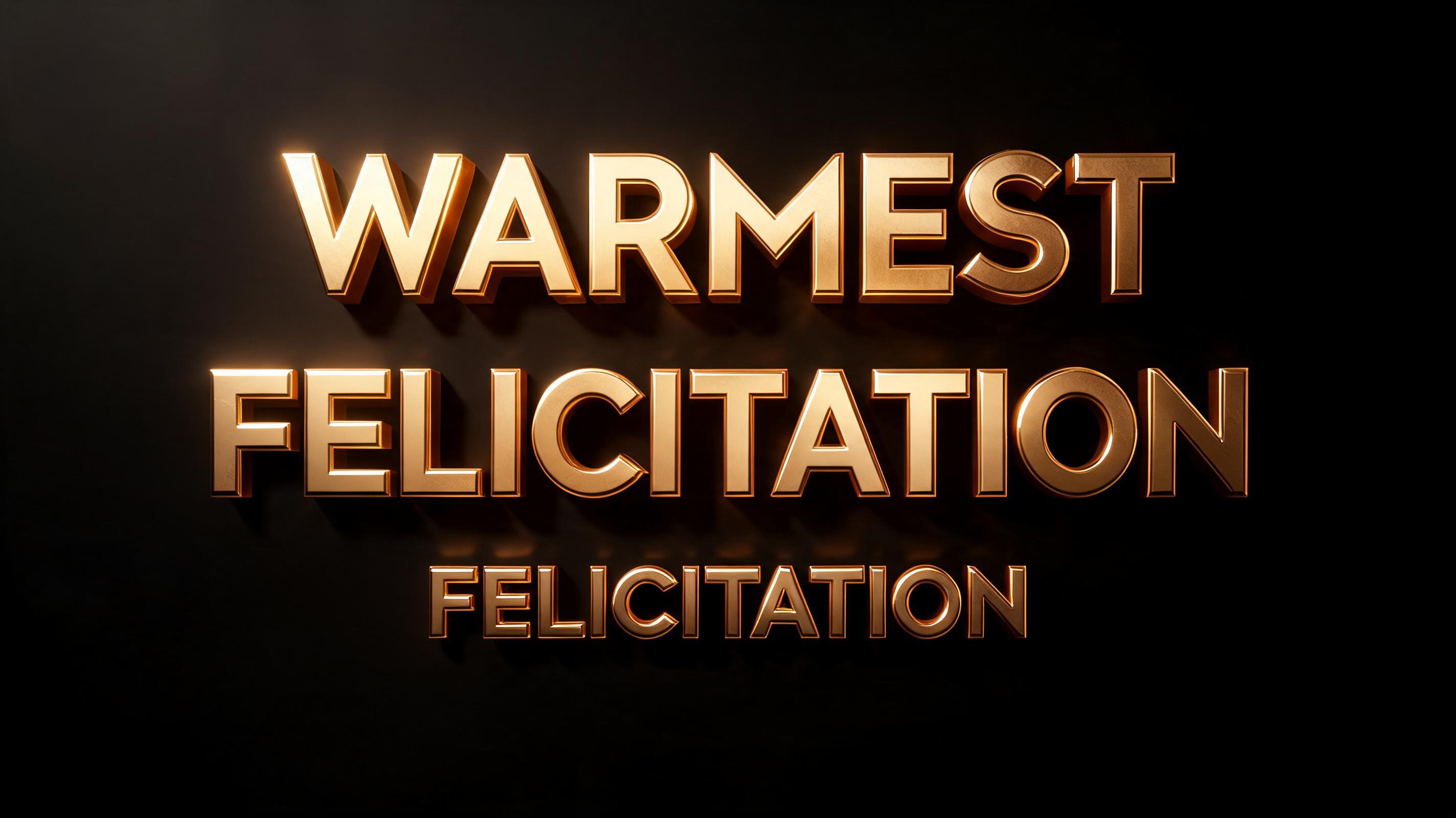 "WARMEST
FELICITATION" — 3d Bold Gold | AI Text Effect Generator