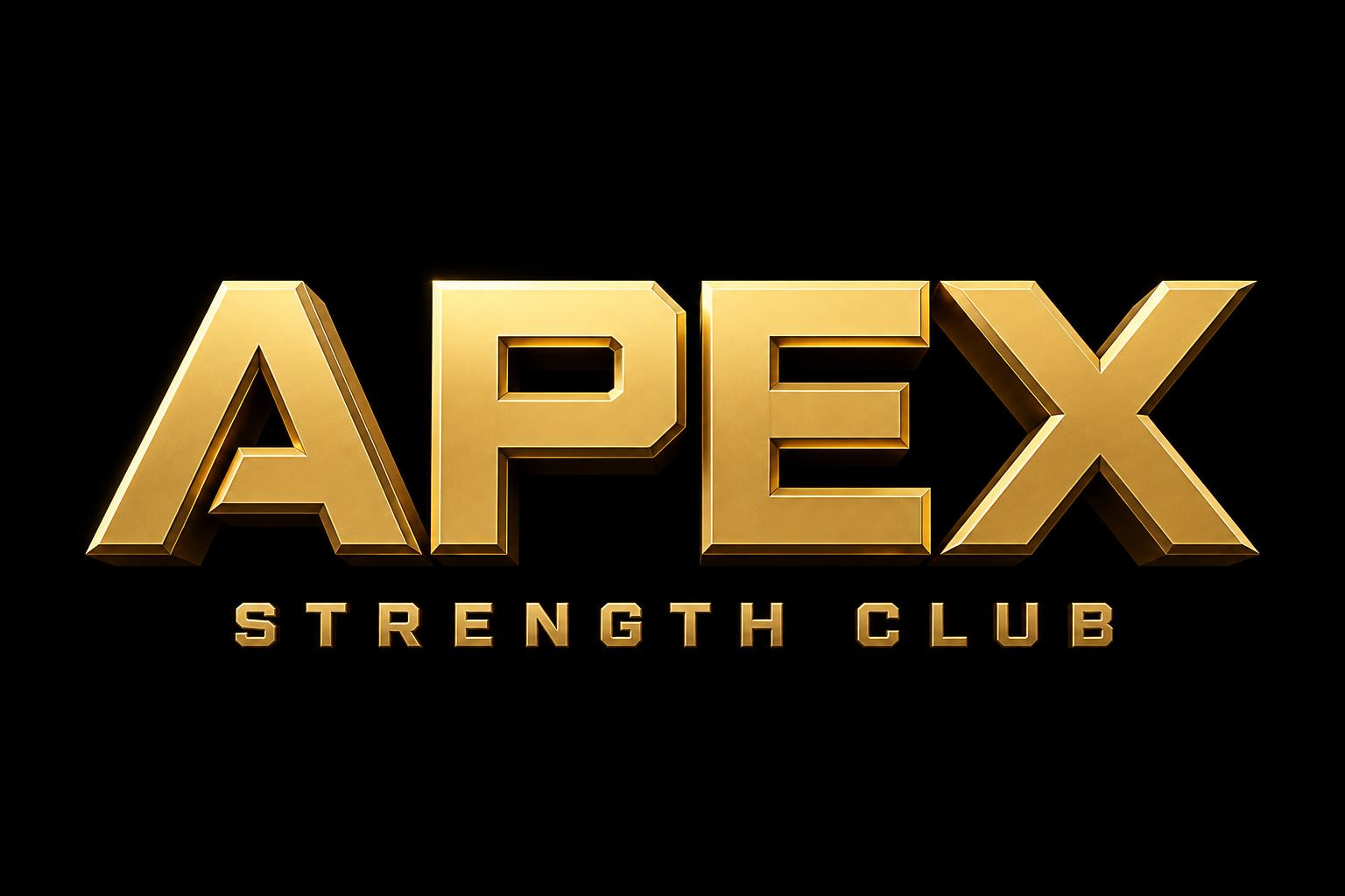 "APEX
STRENGTH CLUB" — 3d Bold Gold | AI Text Effect Generator