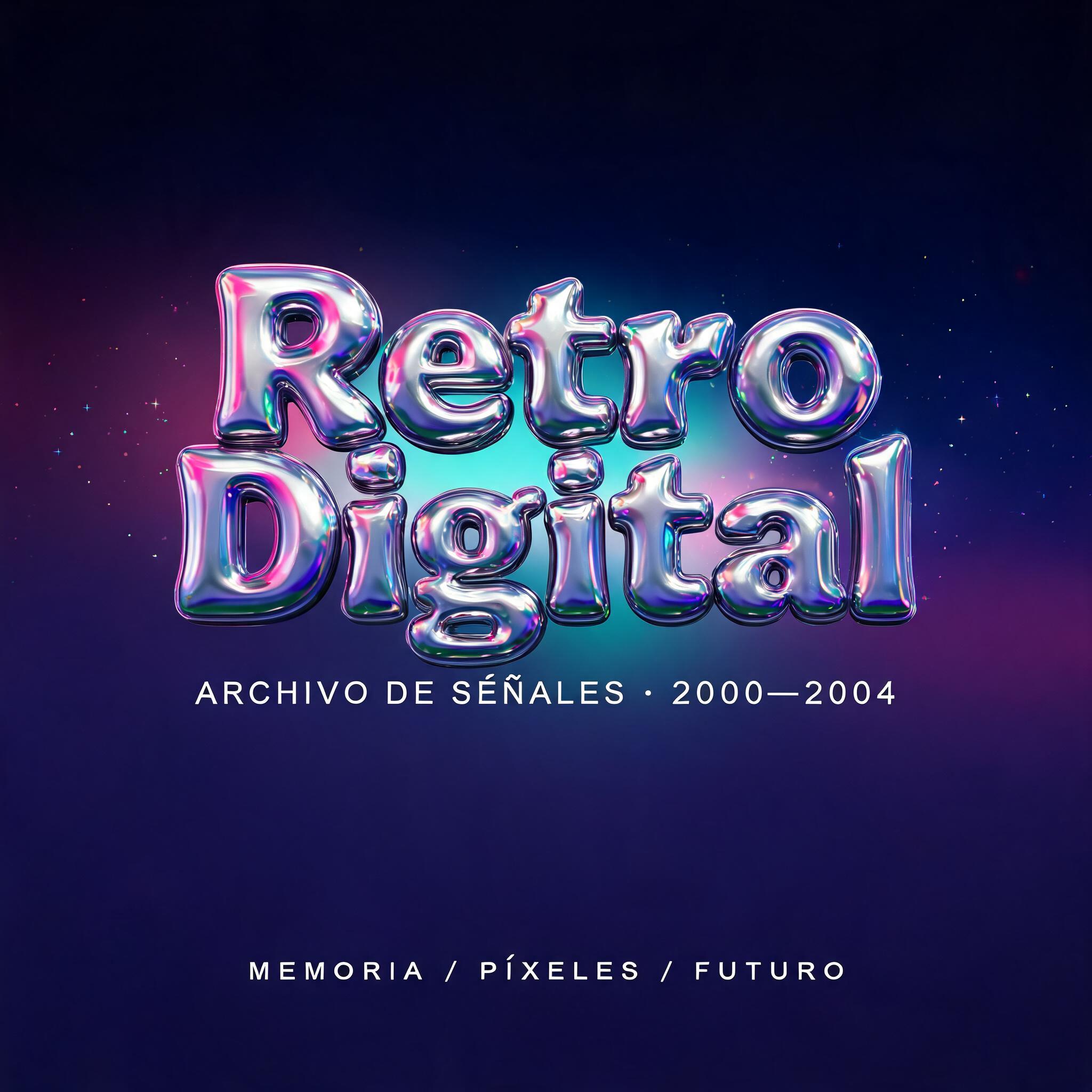 "Retro Digital
ARCHIVO DE SEÑALES · 2000—2004
MEMORIA / PÍXELES / FUTURO" — Y2k text effect