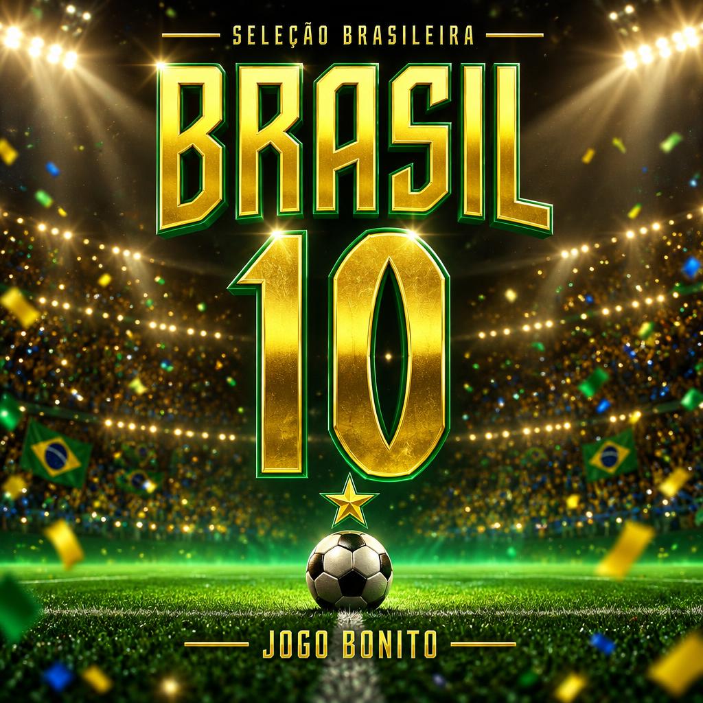"SELEÇÃO BRASILEIRA
BRASIL
10
JOGO BONITO" — Sports Football | AI Text Effect Generator